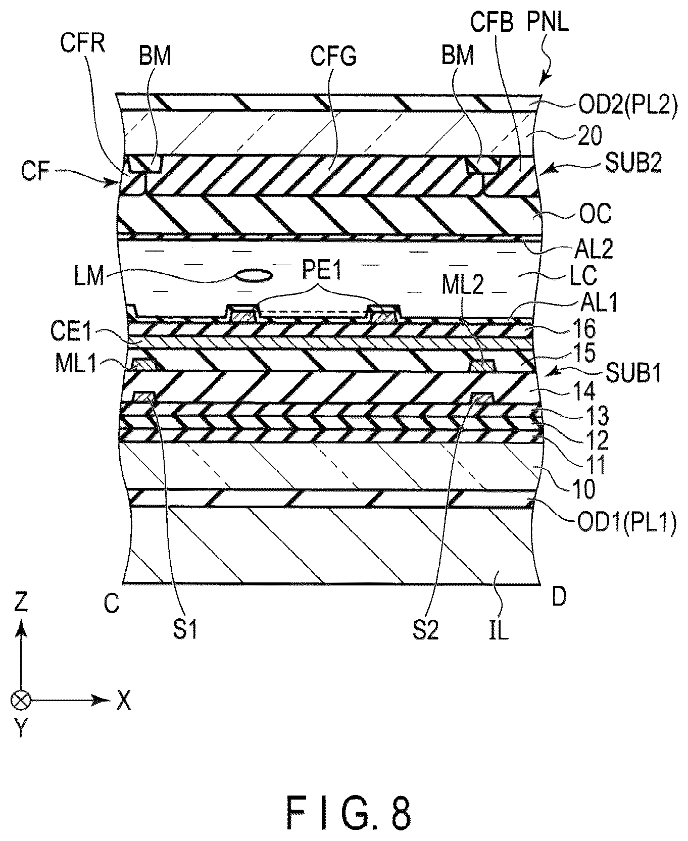Patent US12504662 Figure 8 – Display device