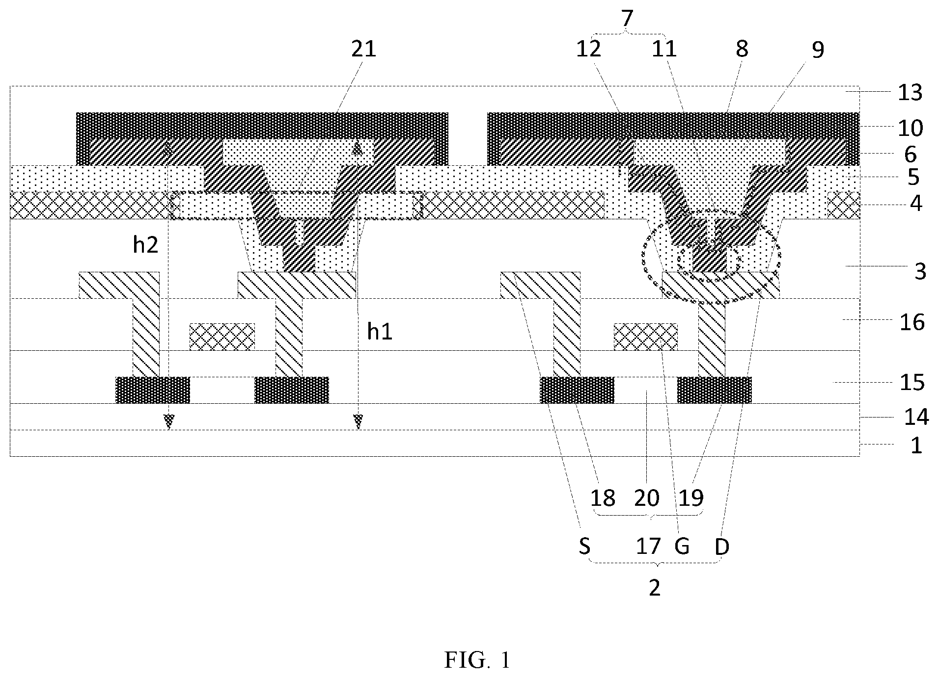 Patent US12504664 — Array substrate, manufacturing method thereof, liquid crystal cell and display apparatus — Figure 1