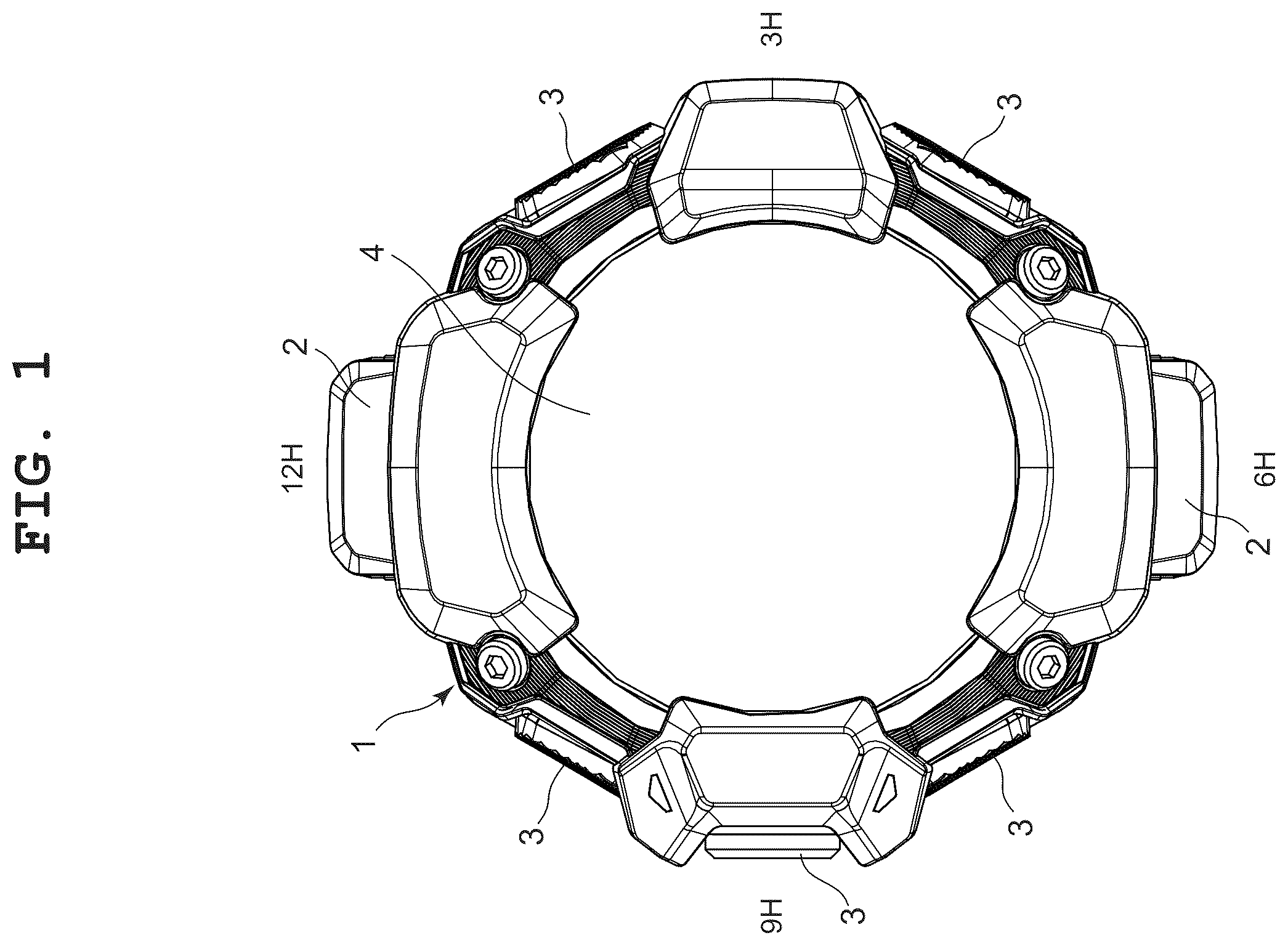 Patent US12504722 Figure 1 – Detection device and timepiece