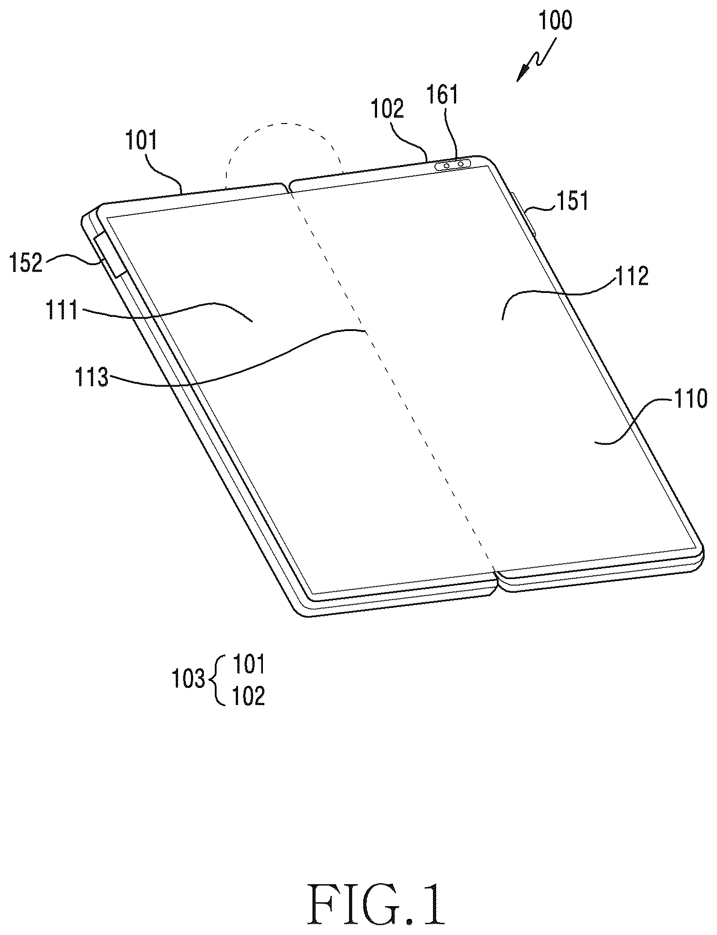 Patent US12504789 — Method for displaying background image through flexible display, and electronic device therefor — Figure 1