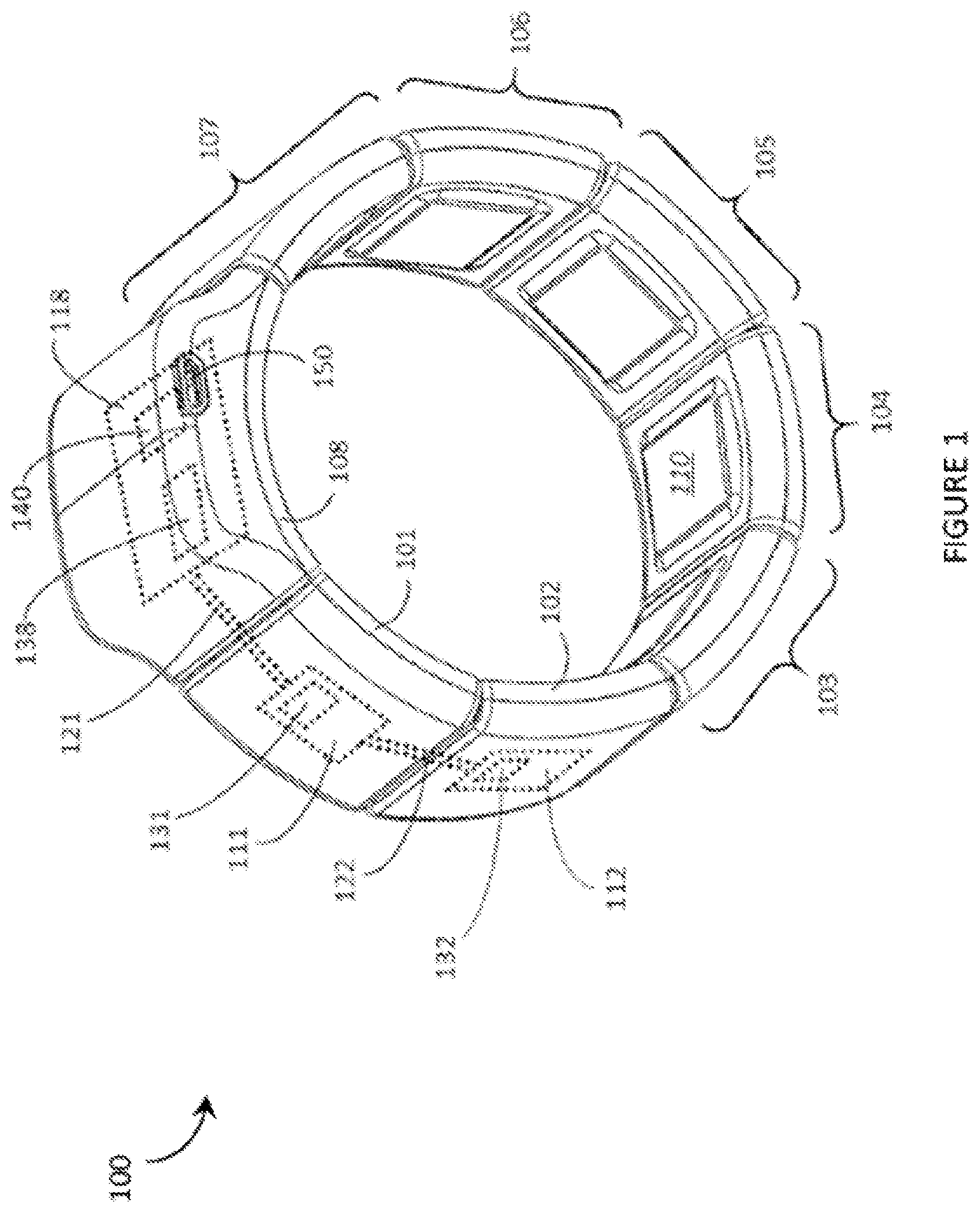 Patent US12504816 — Wearable devices and associated band structures for sensing neuromuscular signals using sensor pairs in respective pods with communicative pathways to a common processor — Figure 1