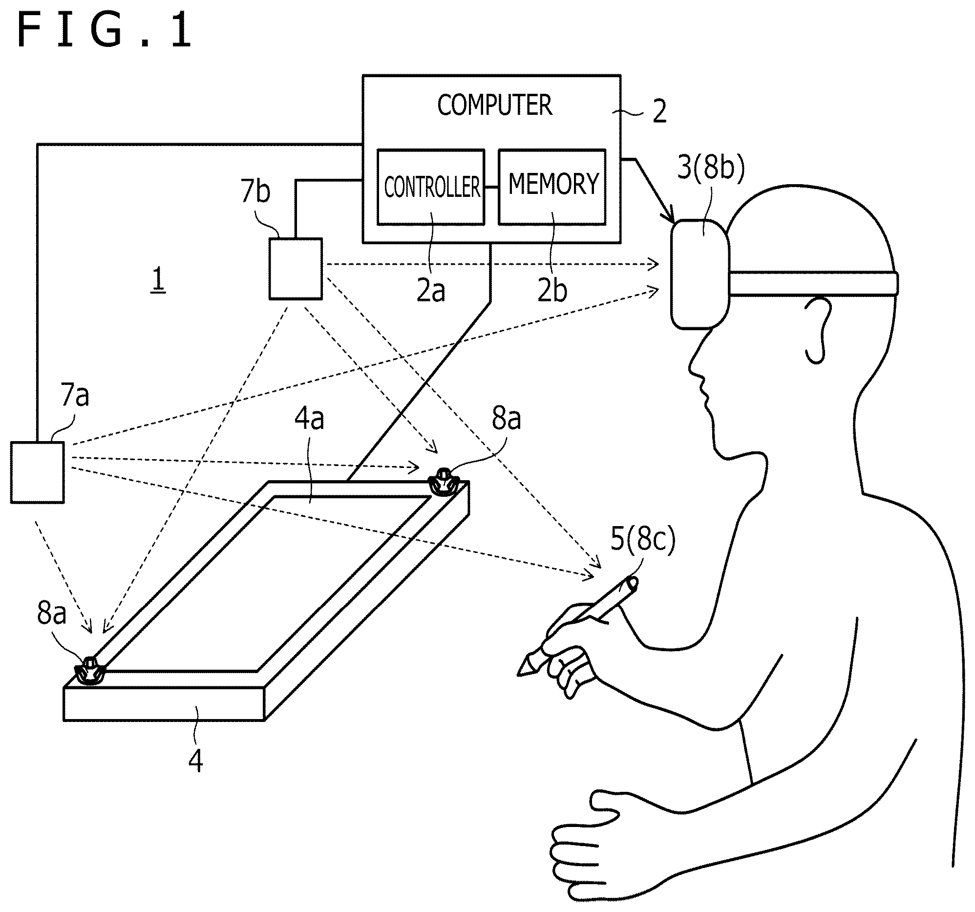 Patent US12504836 — Position indicating device and spatial position indicating system — Figure 1