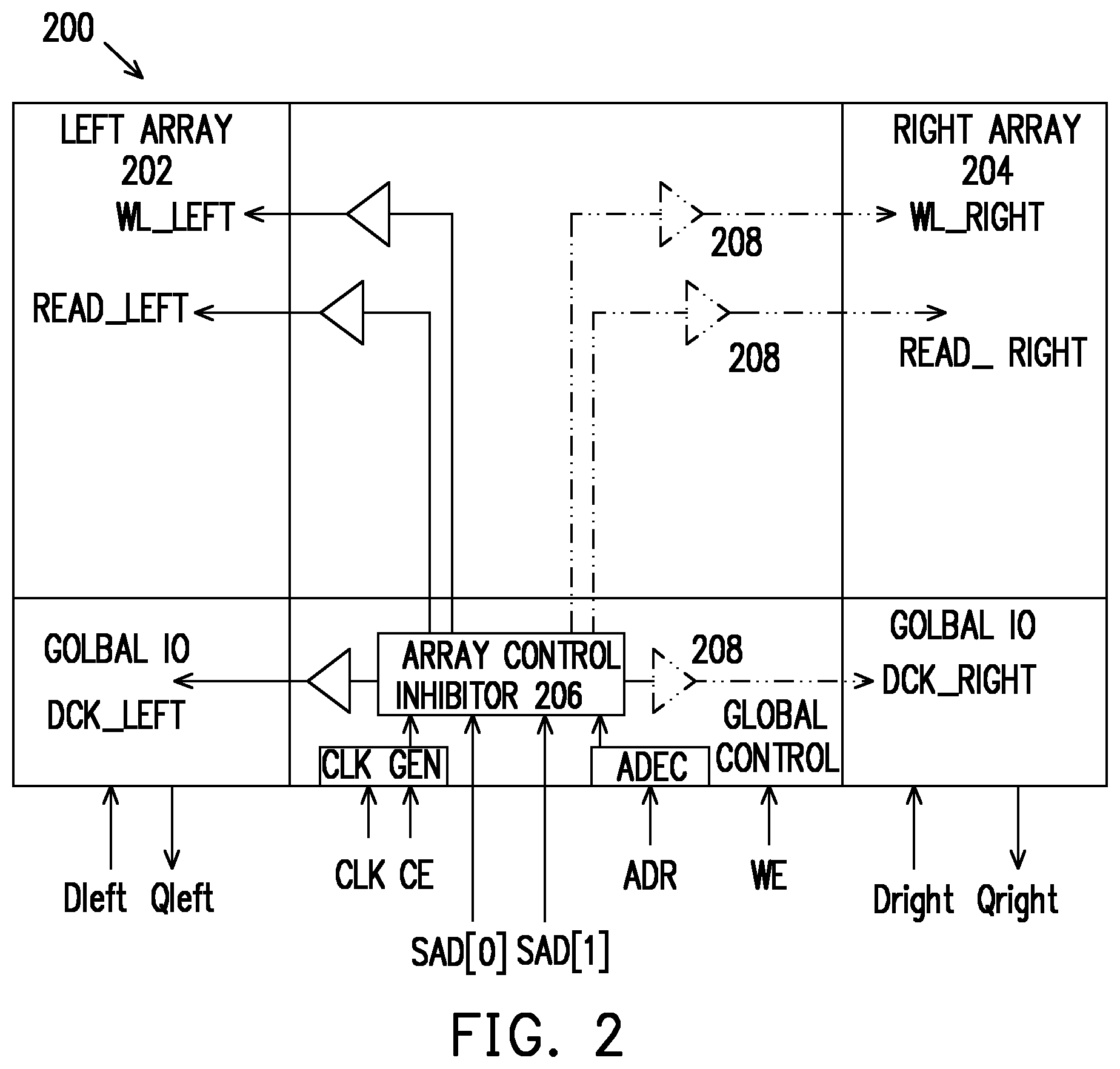 Patent US12504916 Figure 2 – Memory circuit including an array control inhibitor