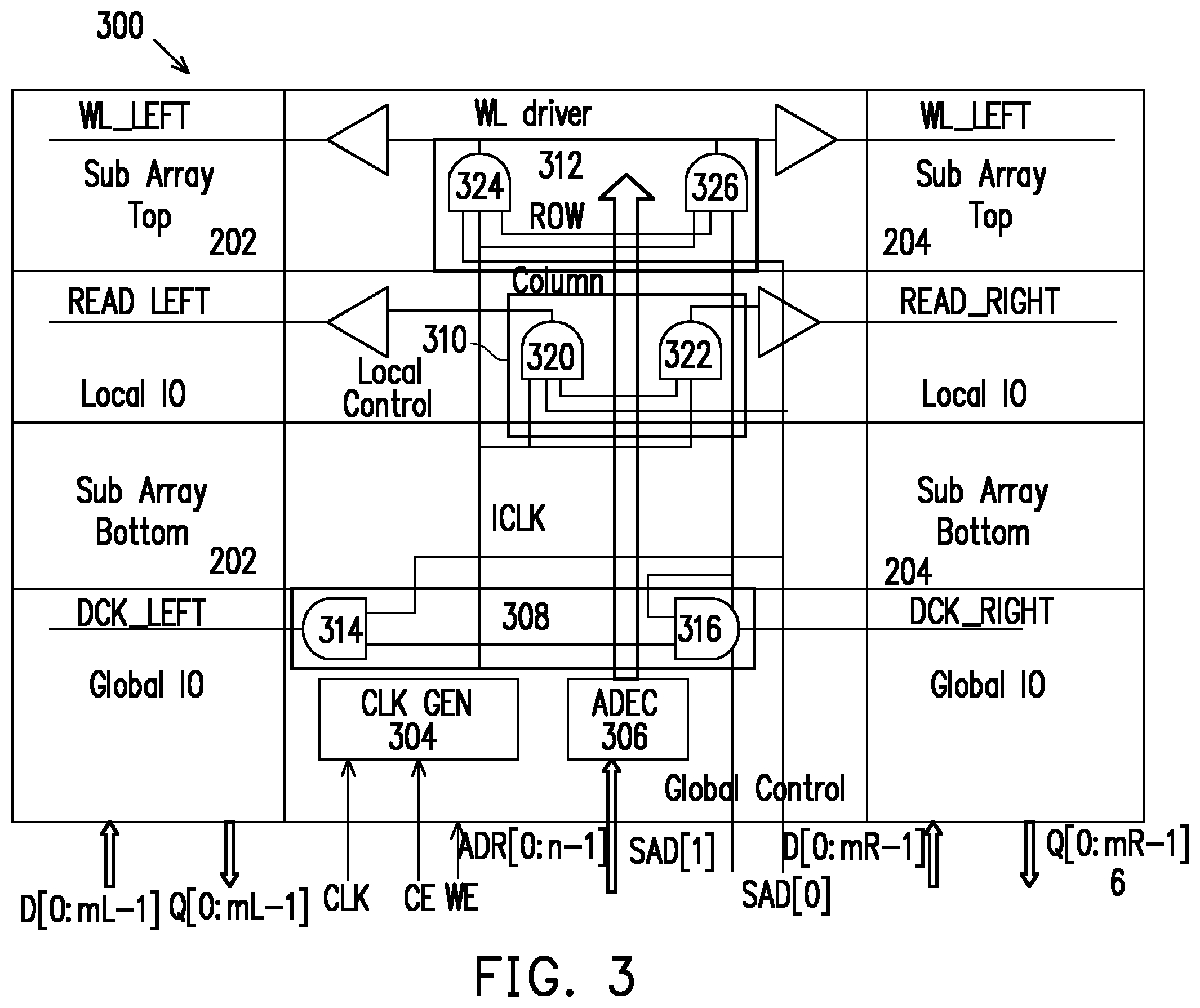 Patent US12504916 Figure 3 – Memory circuit including an array control inhibitor