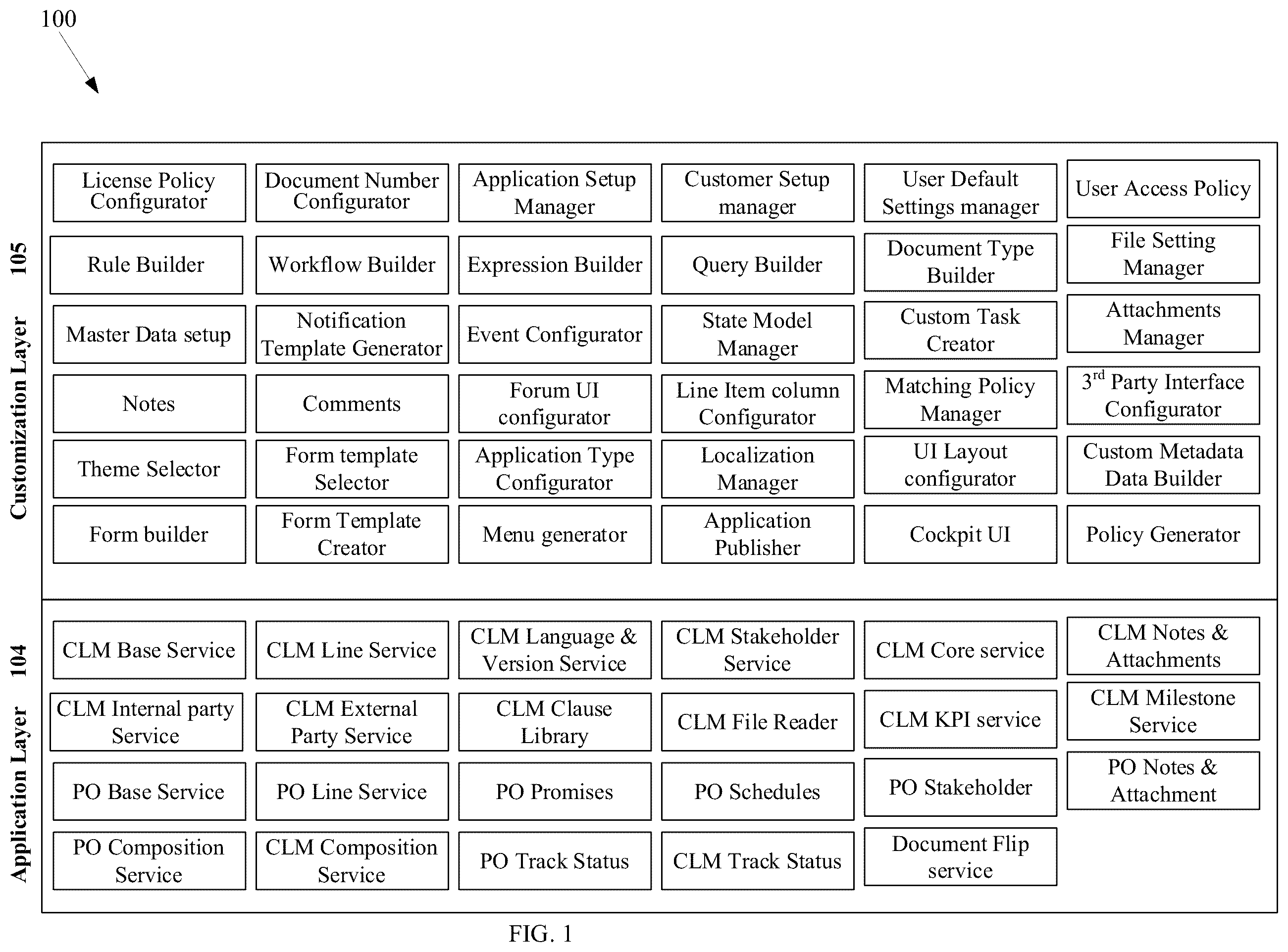 Patent US12504956 — Development application framework for codeless development of enterprise application — Figure 1