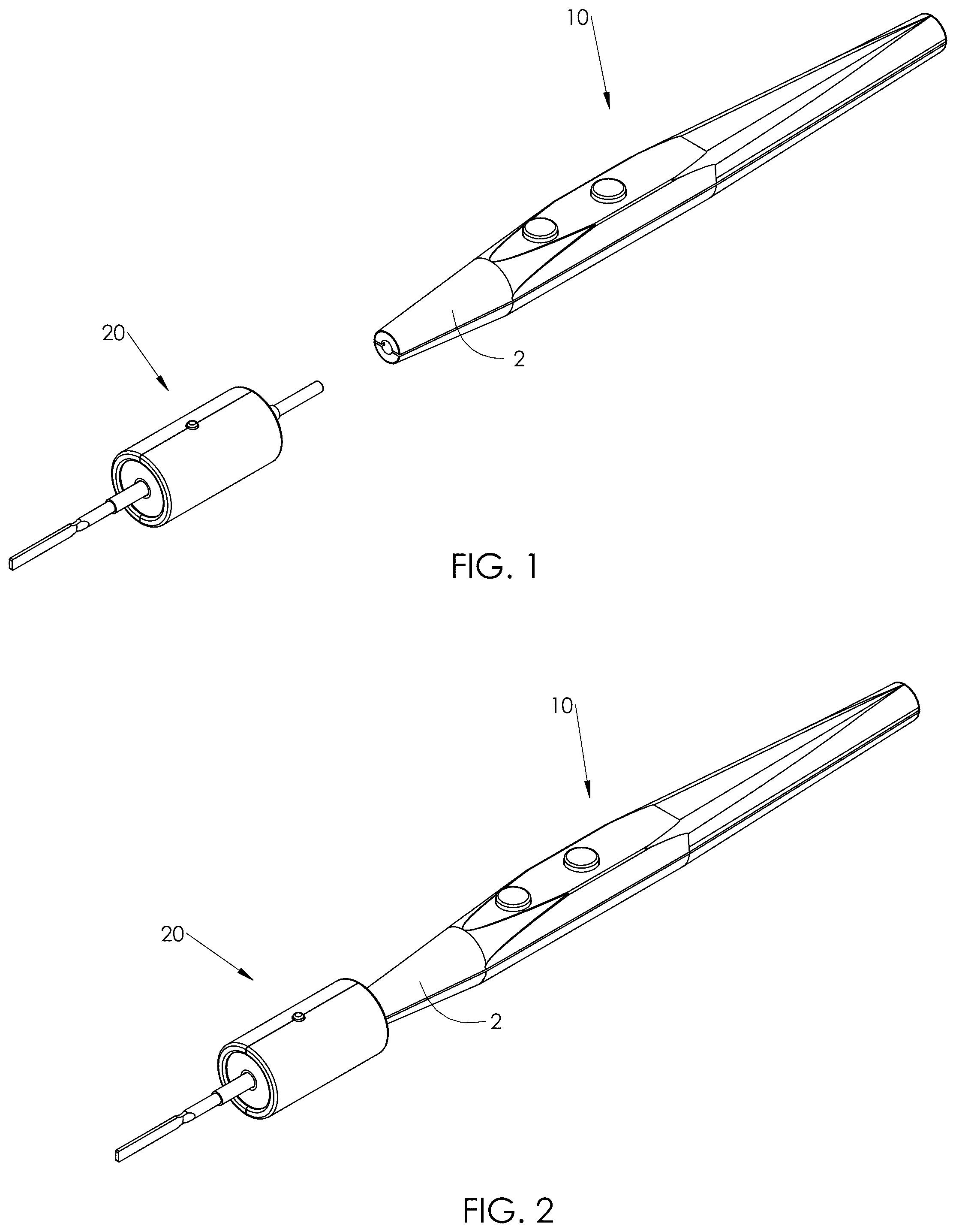 Patent US12508064 Figure 1 – Lighted electrocautery blade assembly for handheld electrosurgical instrument