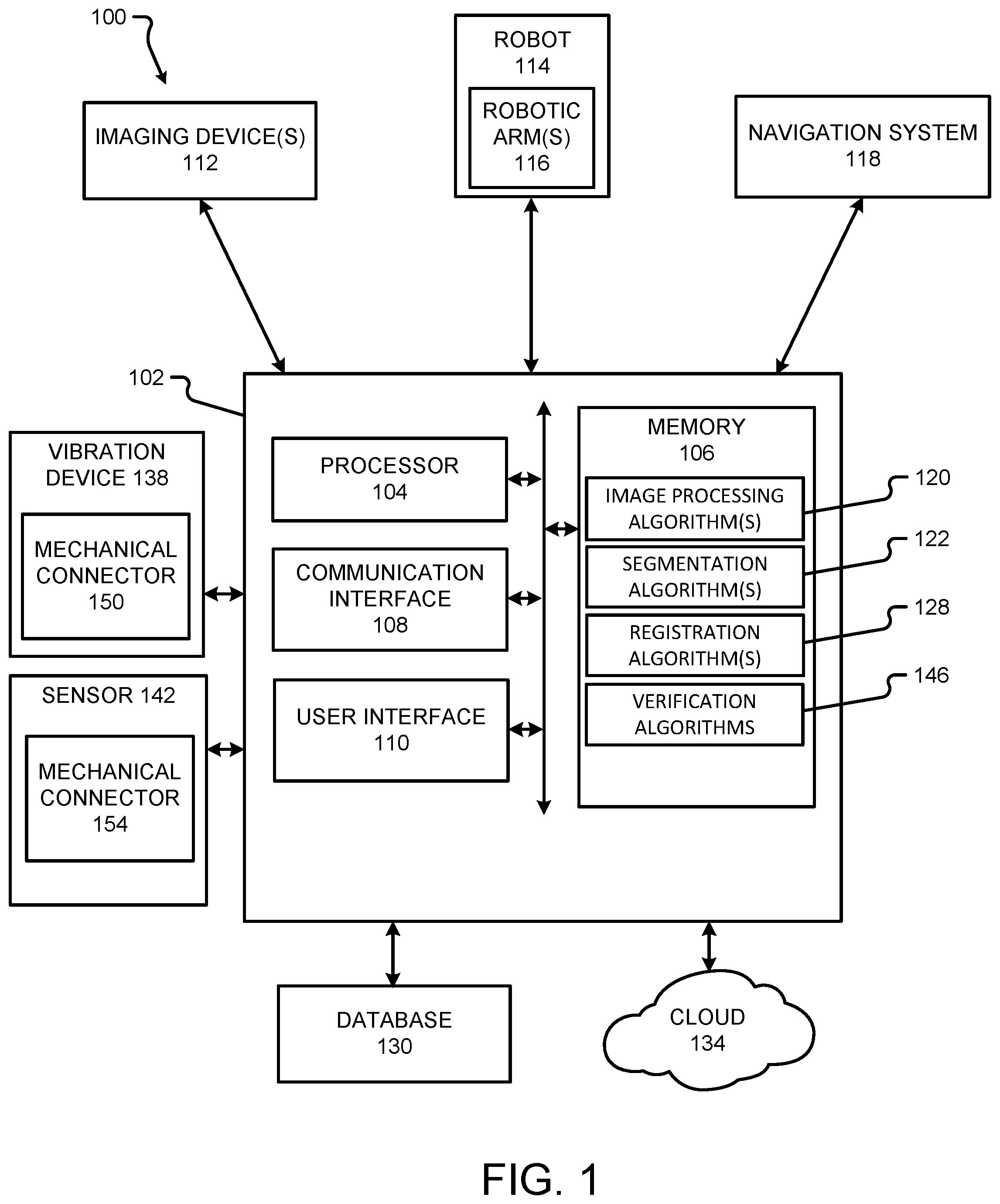 Patent US12508085 — Systems, methods, and devices for verifying mechanical coupling between anatomical elements — Figure 1