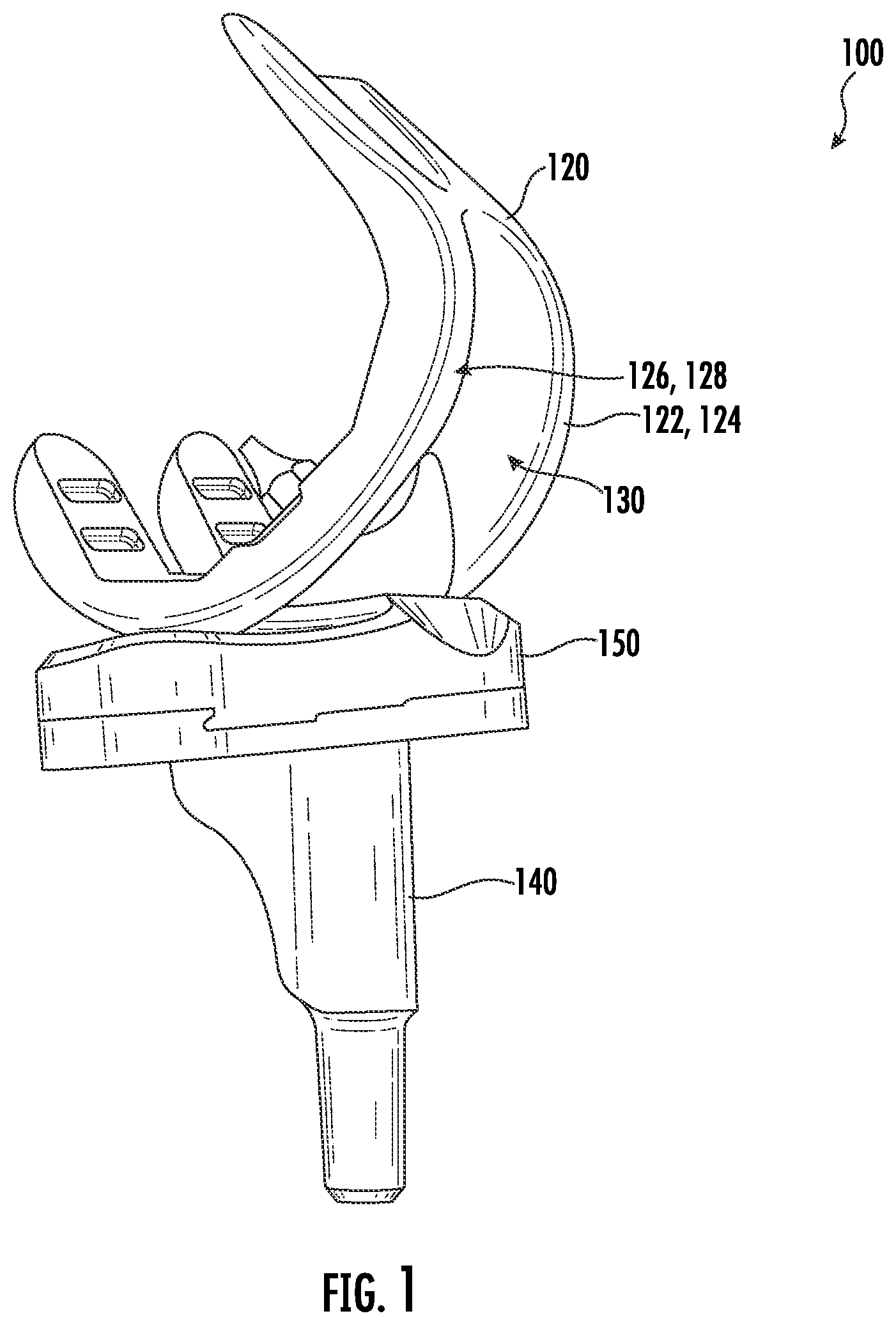 Patent US12508131 — Insert for use in a knee prosthesis — Figure 1