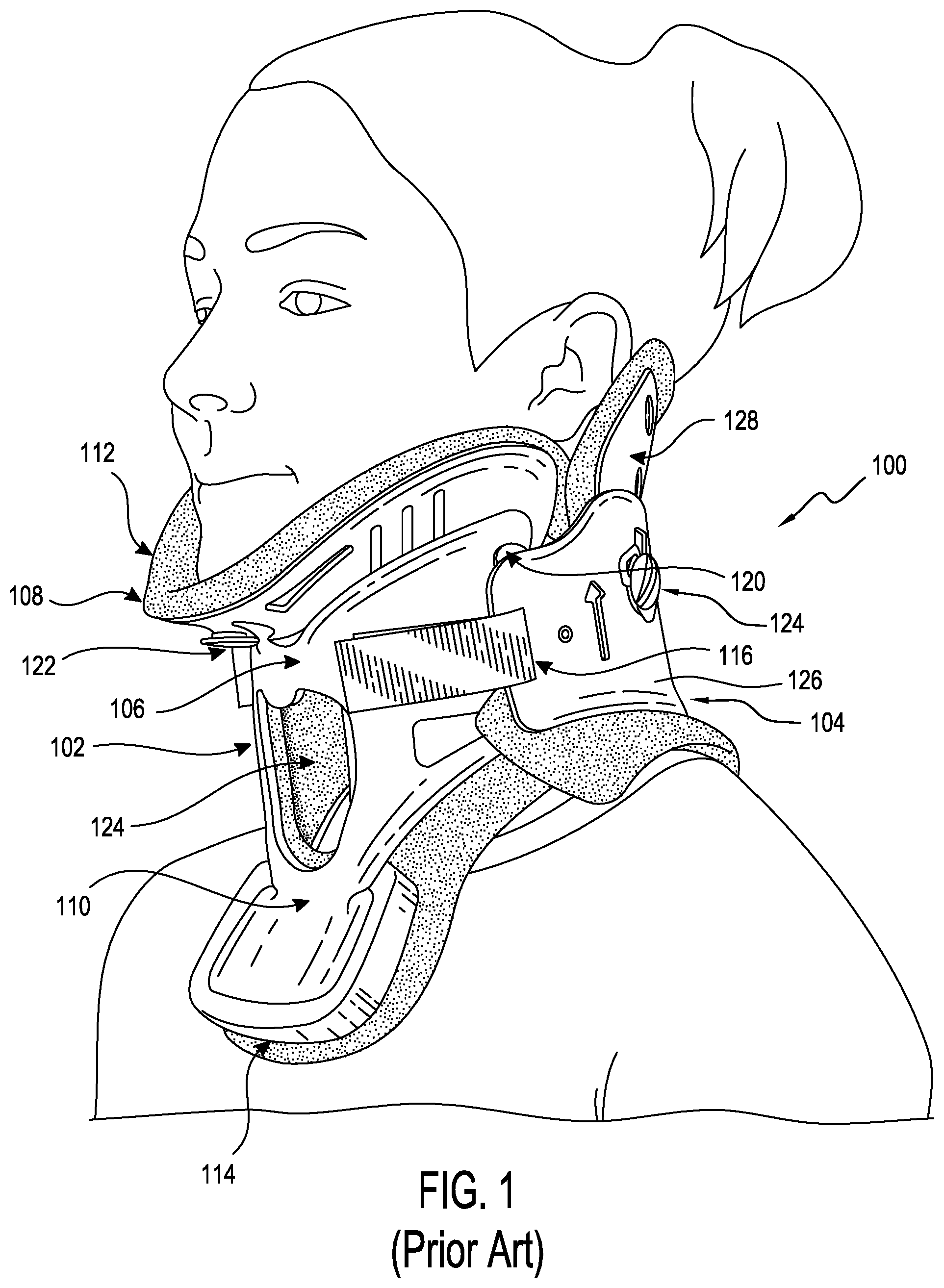 Patent US12508146 Figure 1 – Cervical collar