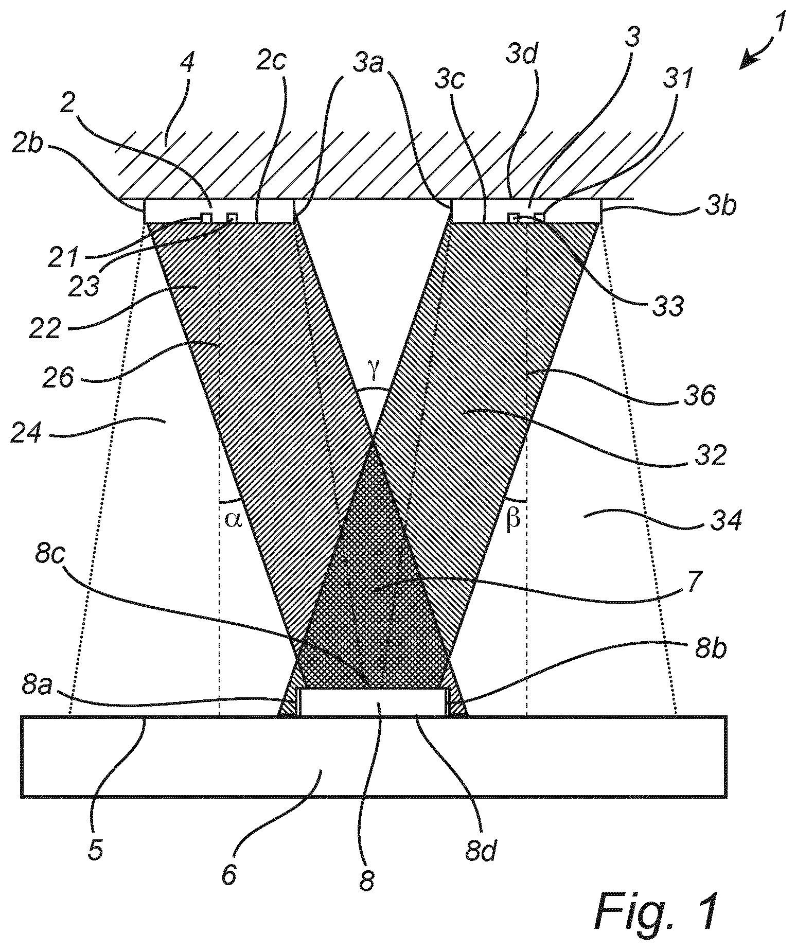 Patent US12508335 — Light emitting system for disinfecting a target area — Figure 1