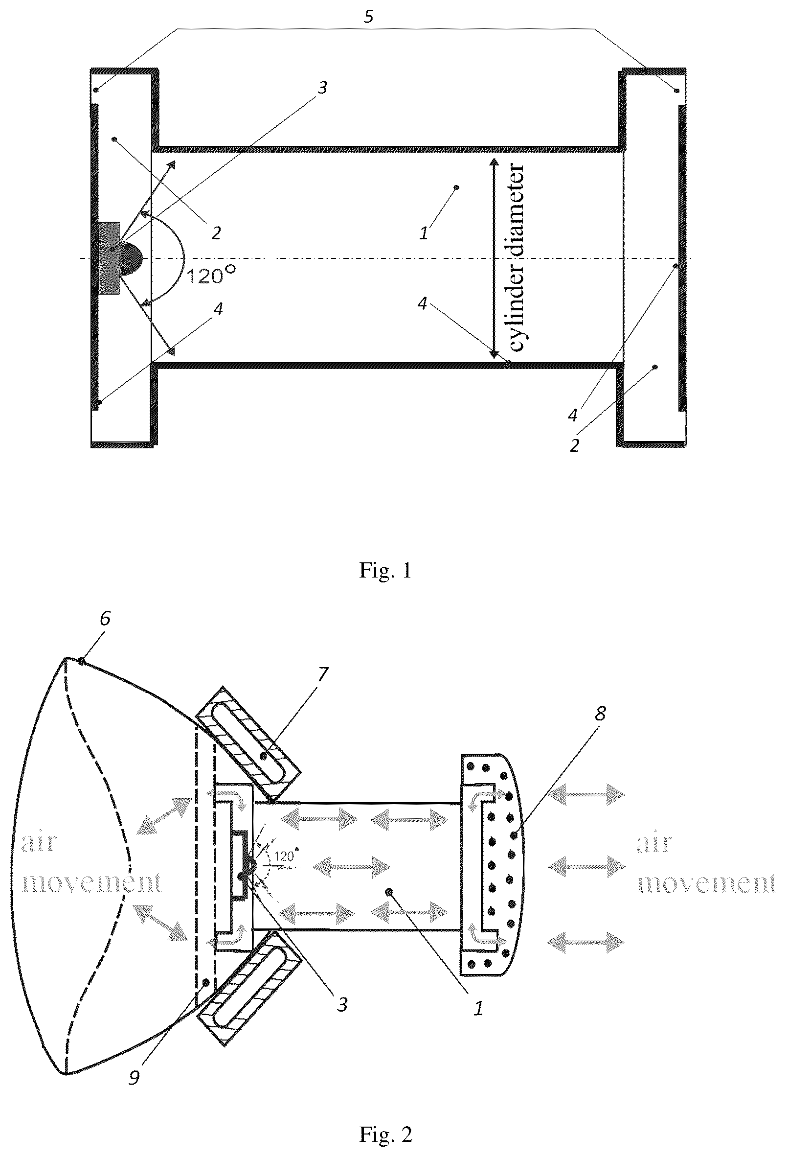 Patent US12508341 — Personal and mobile devices for providing biological protection by the ultraviolet irradiation of recirculated air — Figure 1