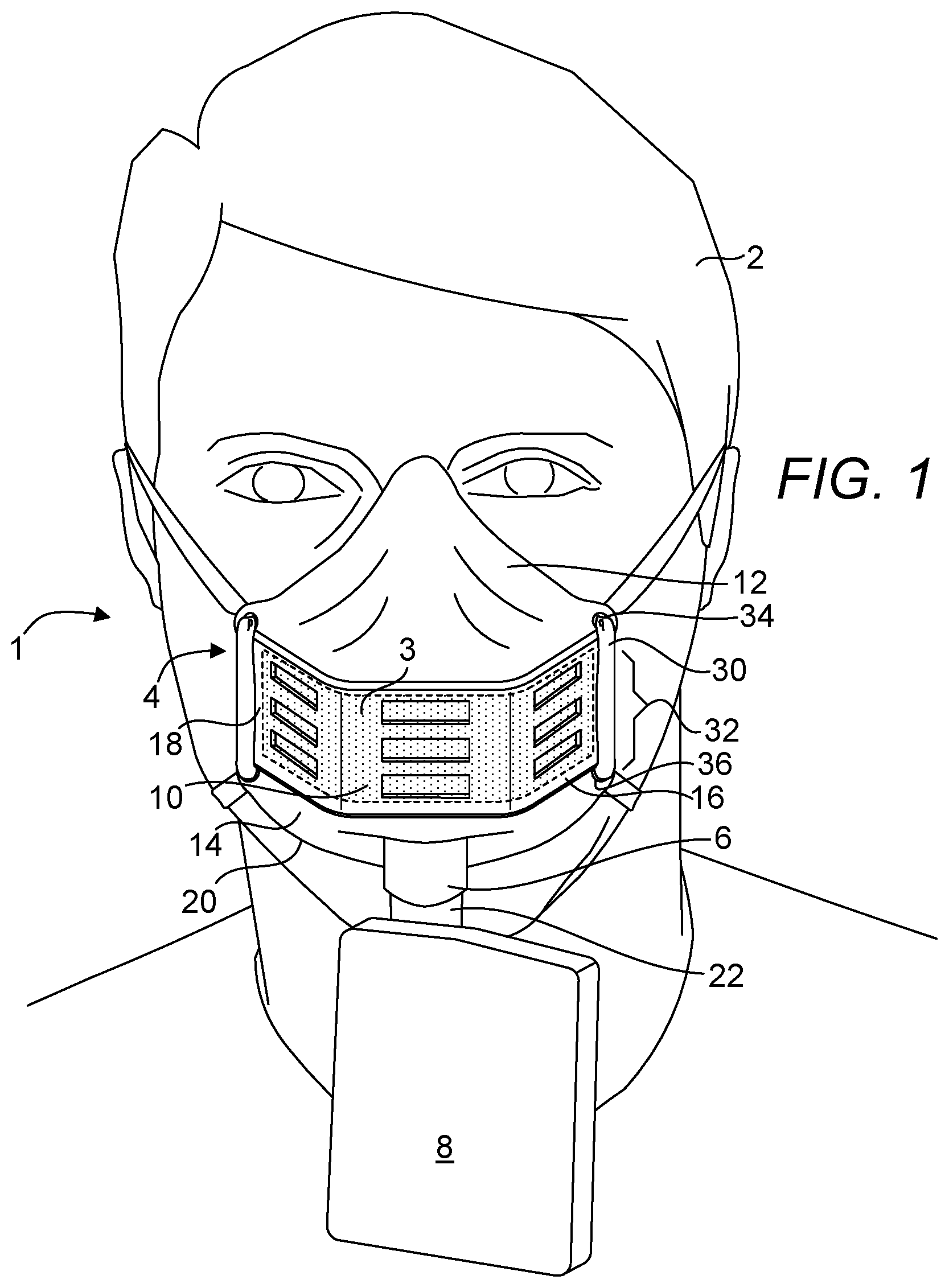 Patent US12508452 — Multifunctional respiratory protective face mask — Figure 1