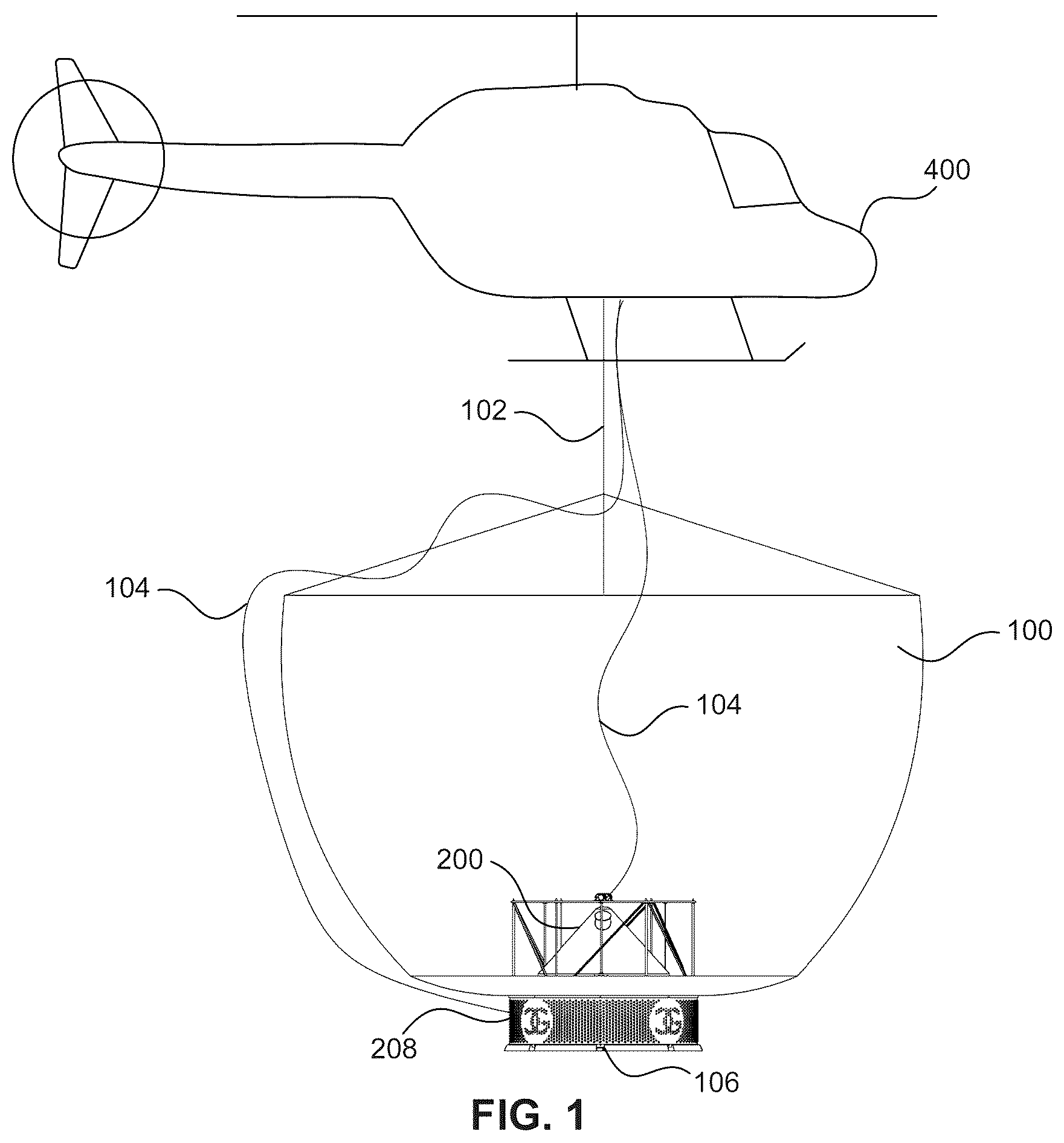 Patent US12508456 — Constant flow rate regulating valve assembly for an aerial firefighting bucket — Figure 1