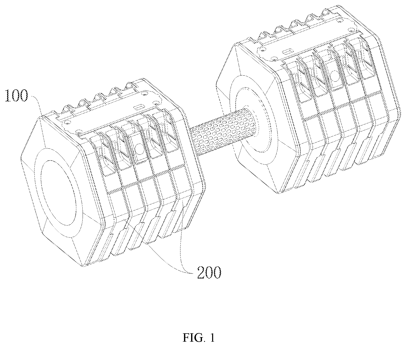 Patent US12508463 — Dumbbell capable of adjusting weight rapidly, and dumbbell assembly — Figure 1