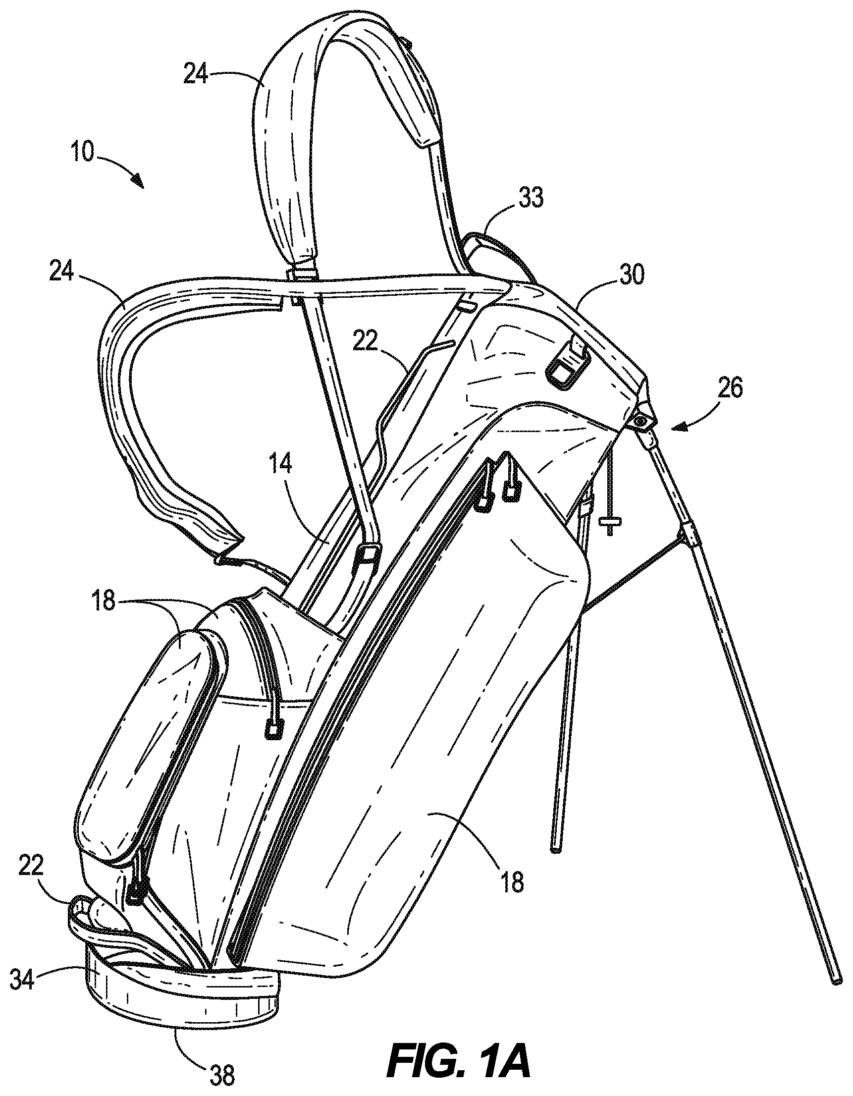Patent US12508481 Figure 1 – Snap fit golf bag assembly
