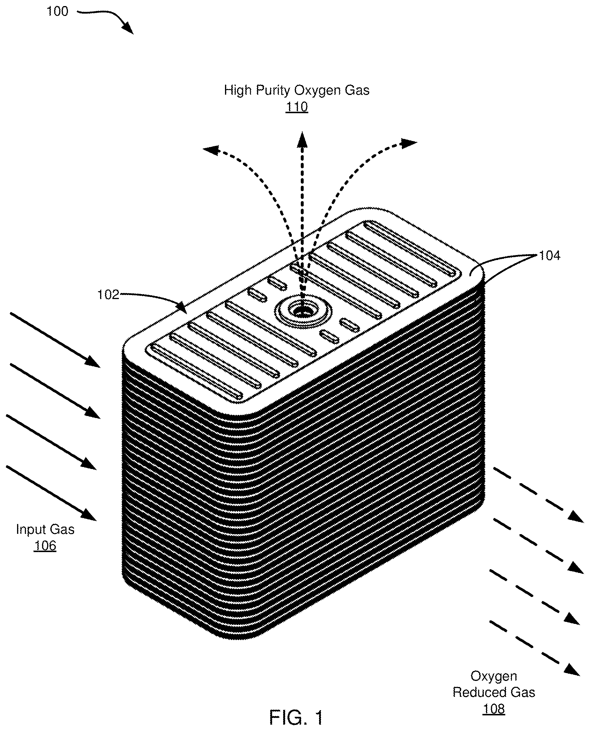 Patent US12508541 — Systems and methods for oxygen concentration with electrochemical stacks in series gas flow — Figure 1