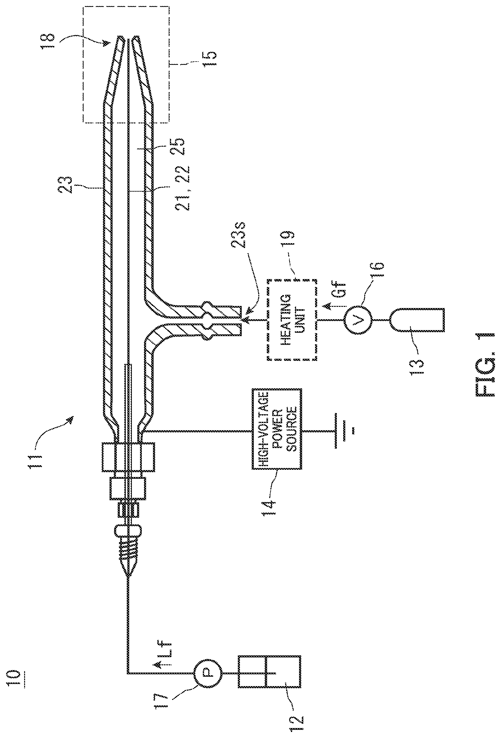 Patent US12508609 — Spray ionization device, analysis device, and surface coating device — Figure 1