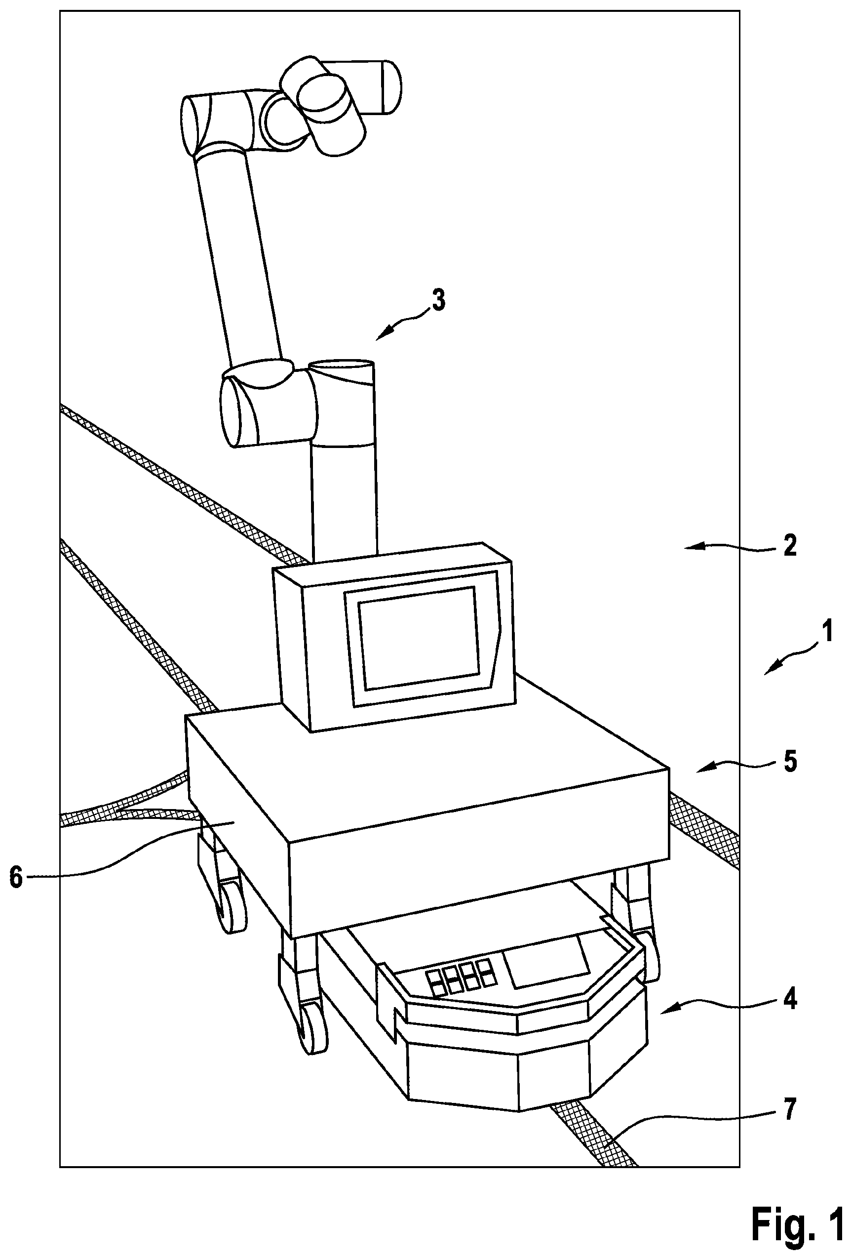 Patent US12508703 — Handling device for a manufacturing environment — Figure 1