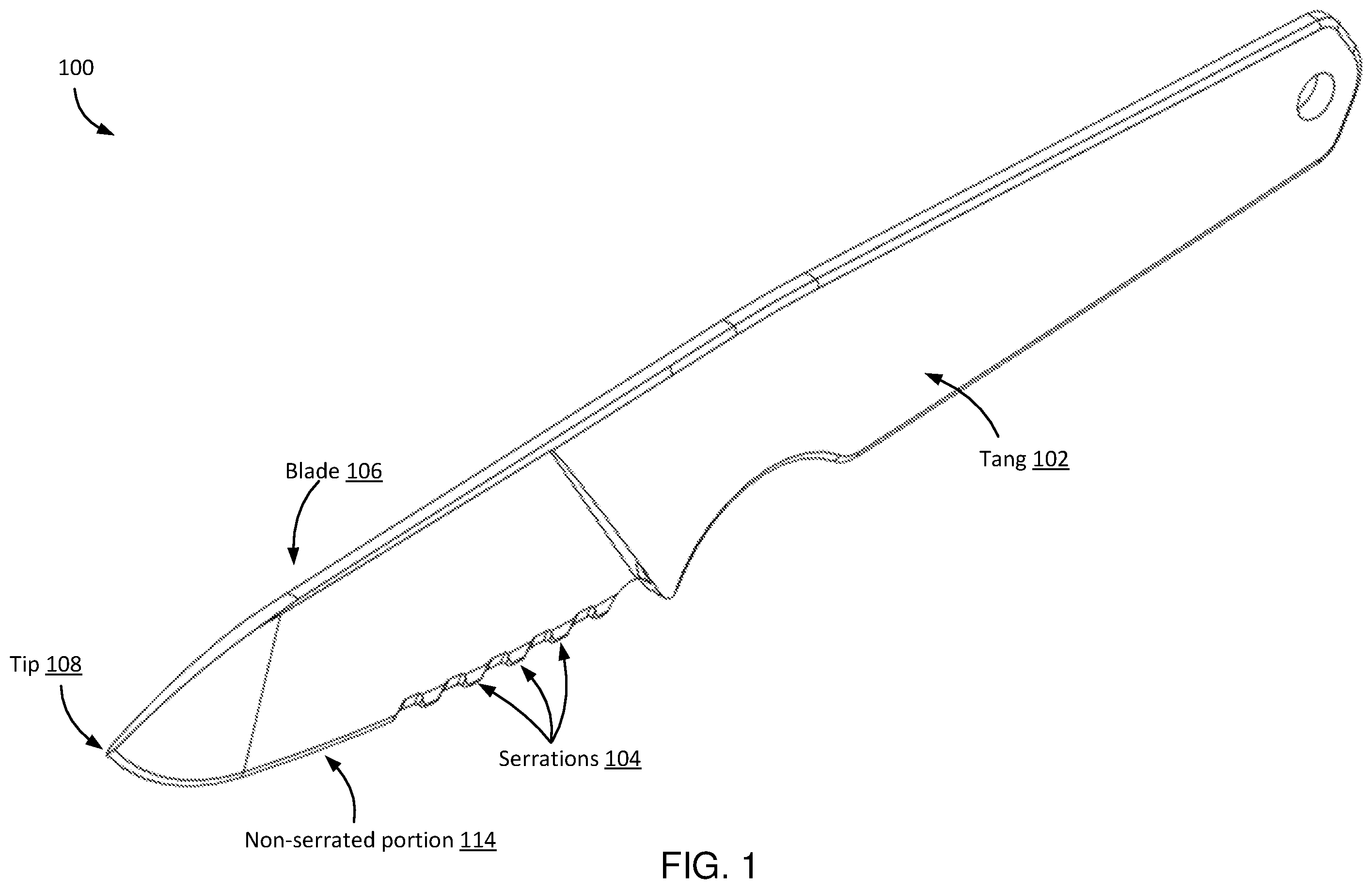 Patent US12508729 — Hunting knife with serrated blade — Figure 1
