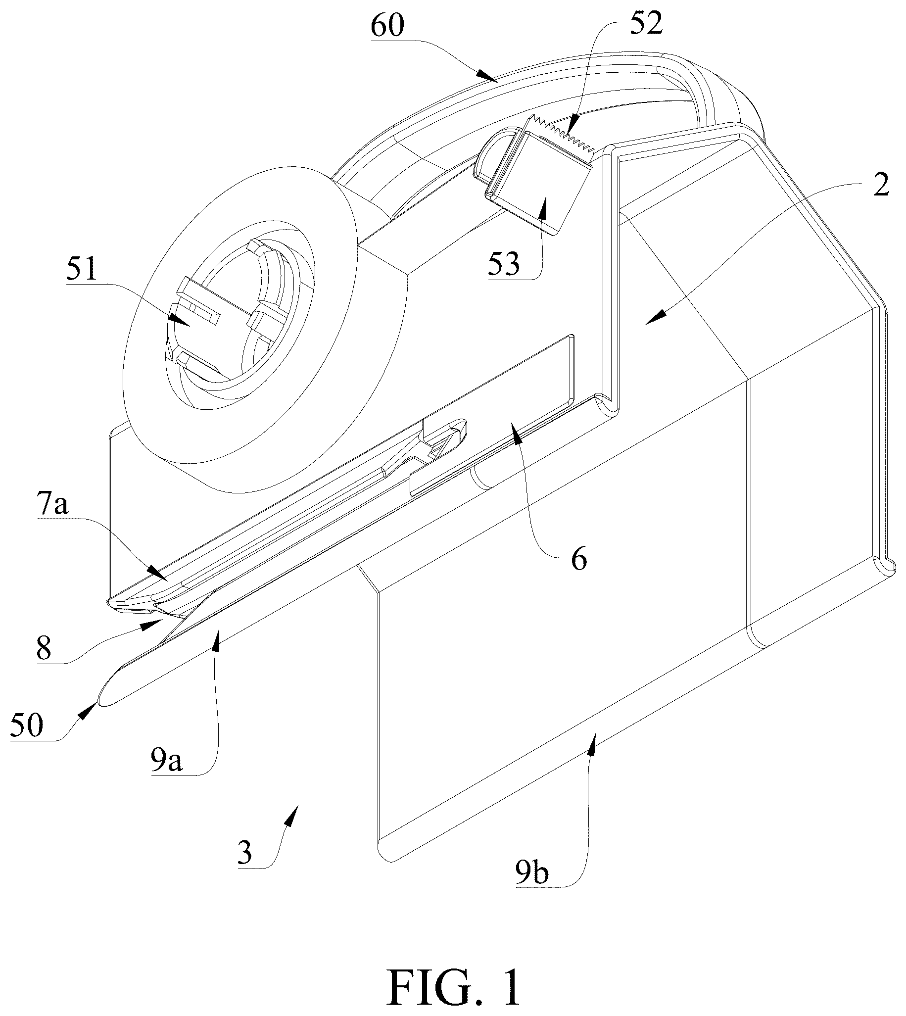 Patent US12508732 Figure 1 – Paper cutting device having a tape cutting assembly