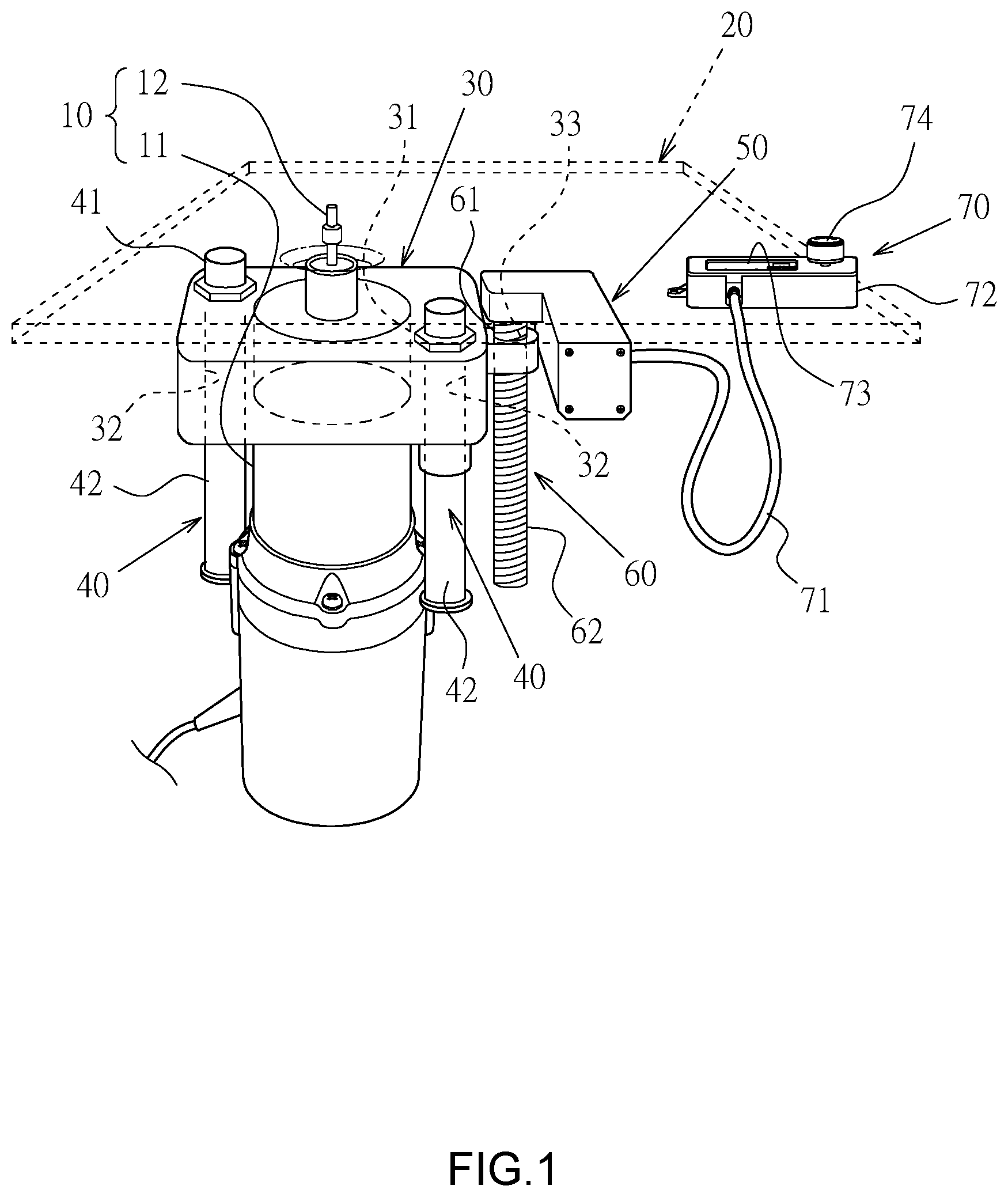 Patent US12508734 — Intuitive electric lifting device for woodworking trimming machine — Figure 1