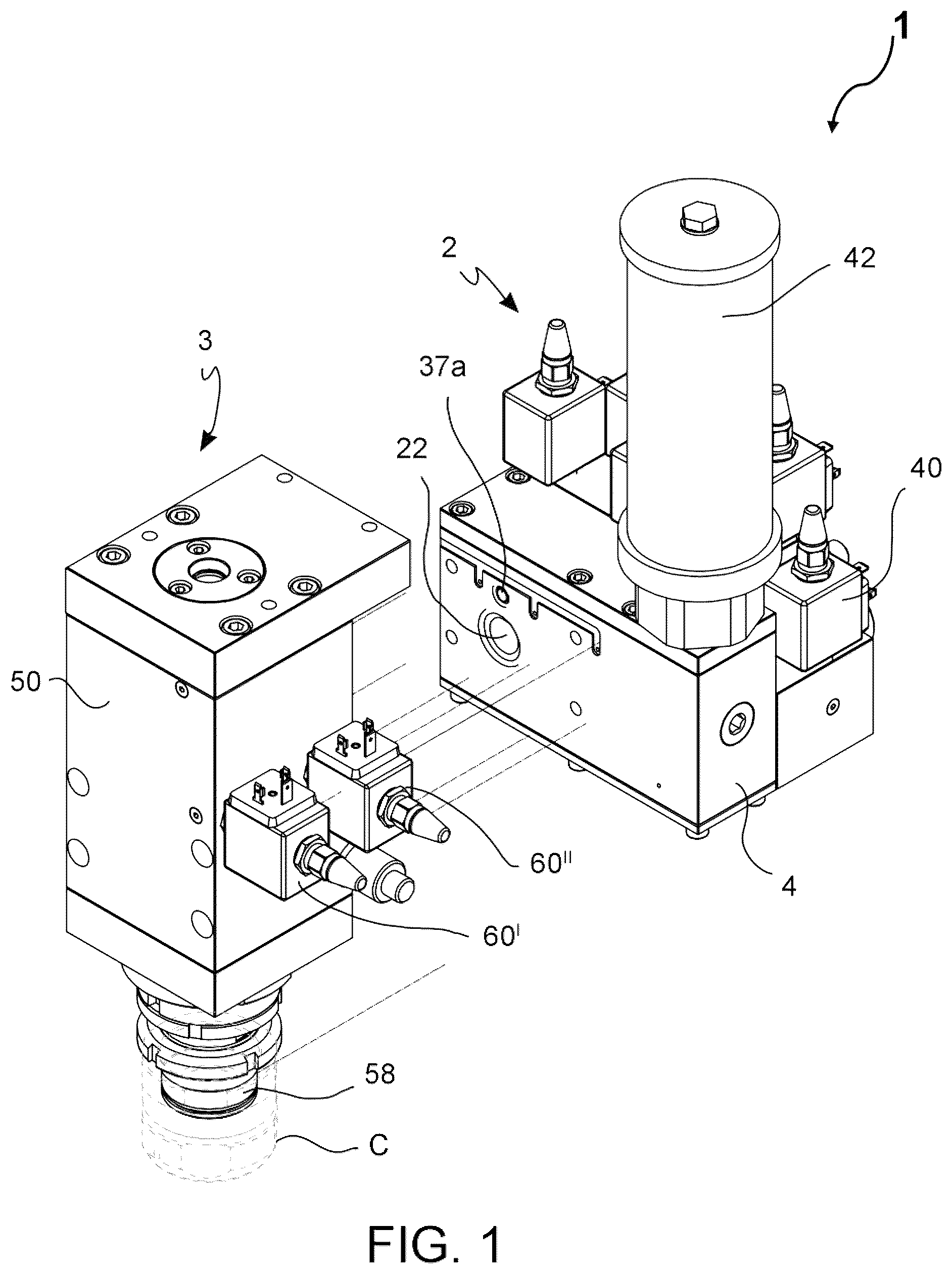 Patent US12508764 — Valve assembly for blowing or draw-blowing bottles made of polymer material — Figure 1