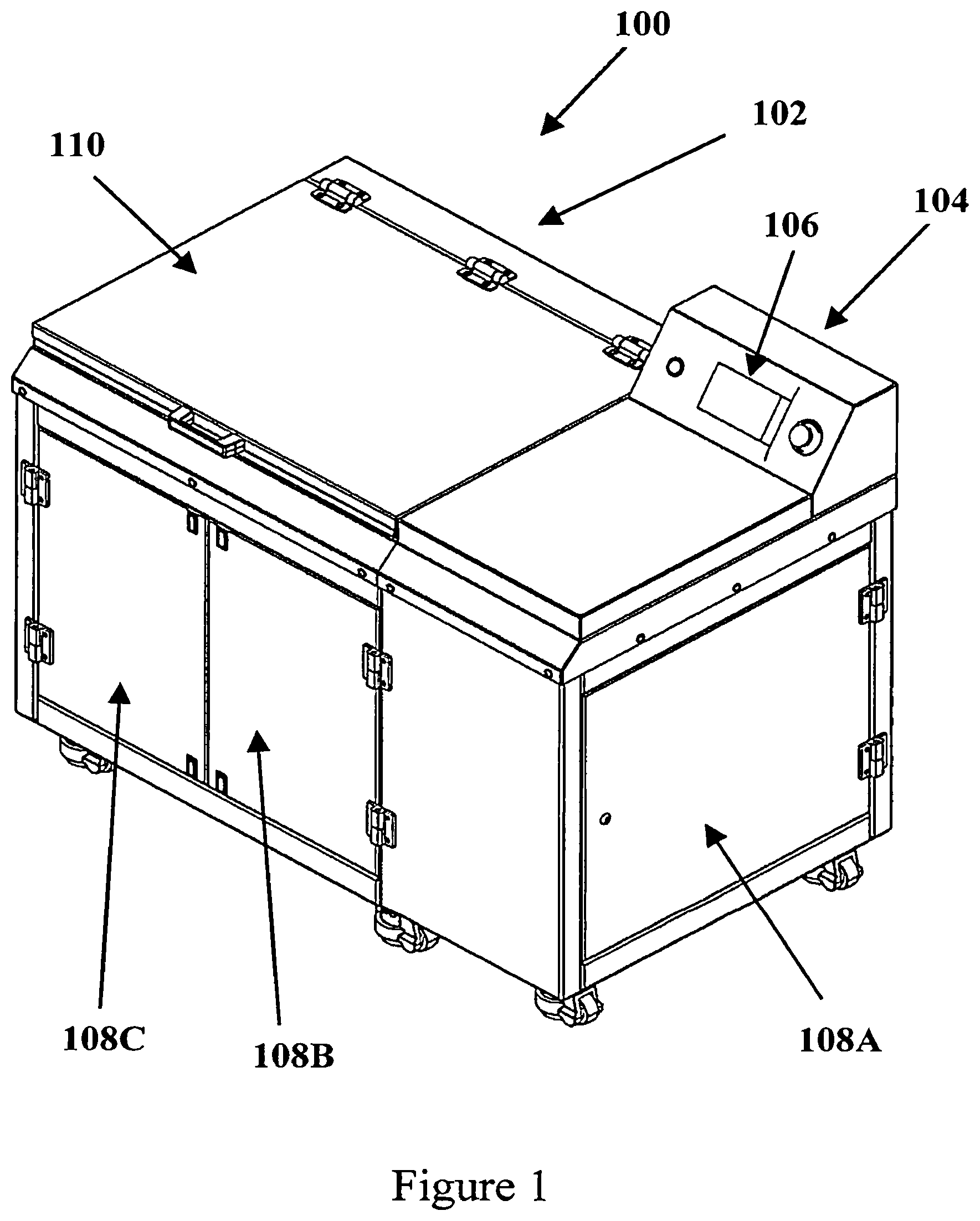 Patent US12508772 — Self-modifying agitation process and apparatus for support removal in additive manufacturing and 3D printed material — Figure 1
