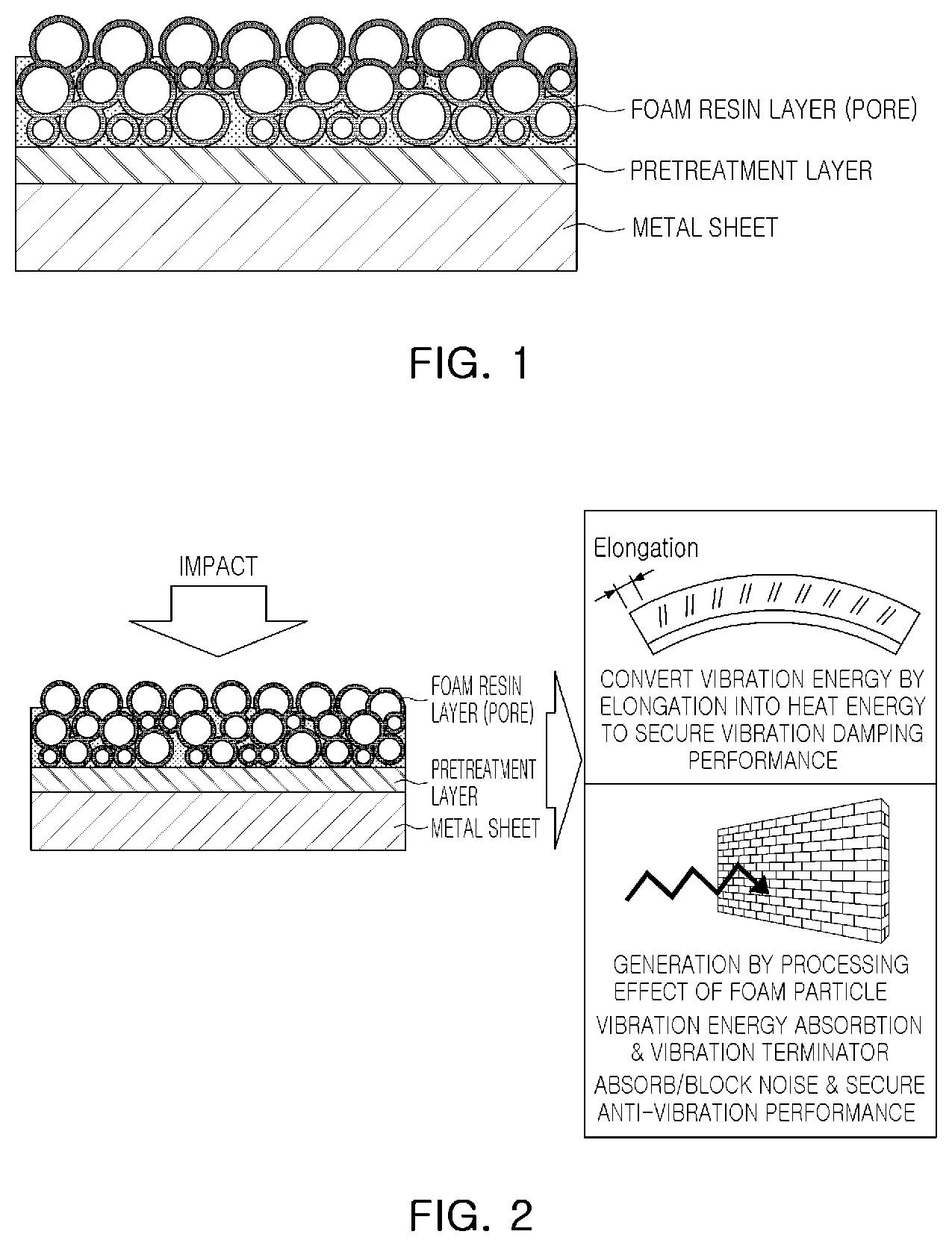 Patent US12508796 — Unconstrained vibration damping metal sheet with foam pores and method for manufacturing same — Figure 1