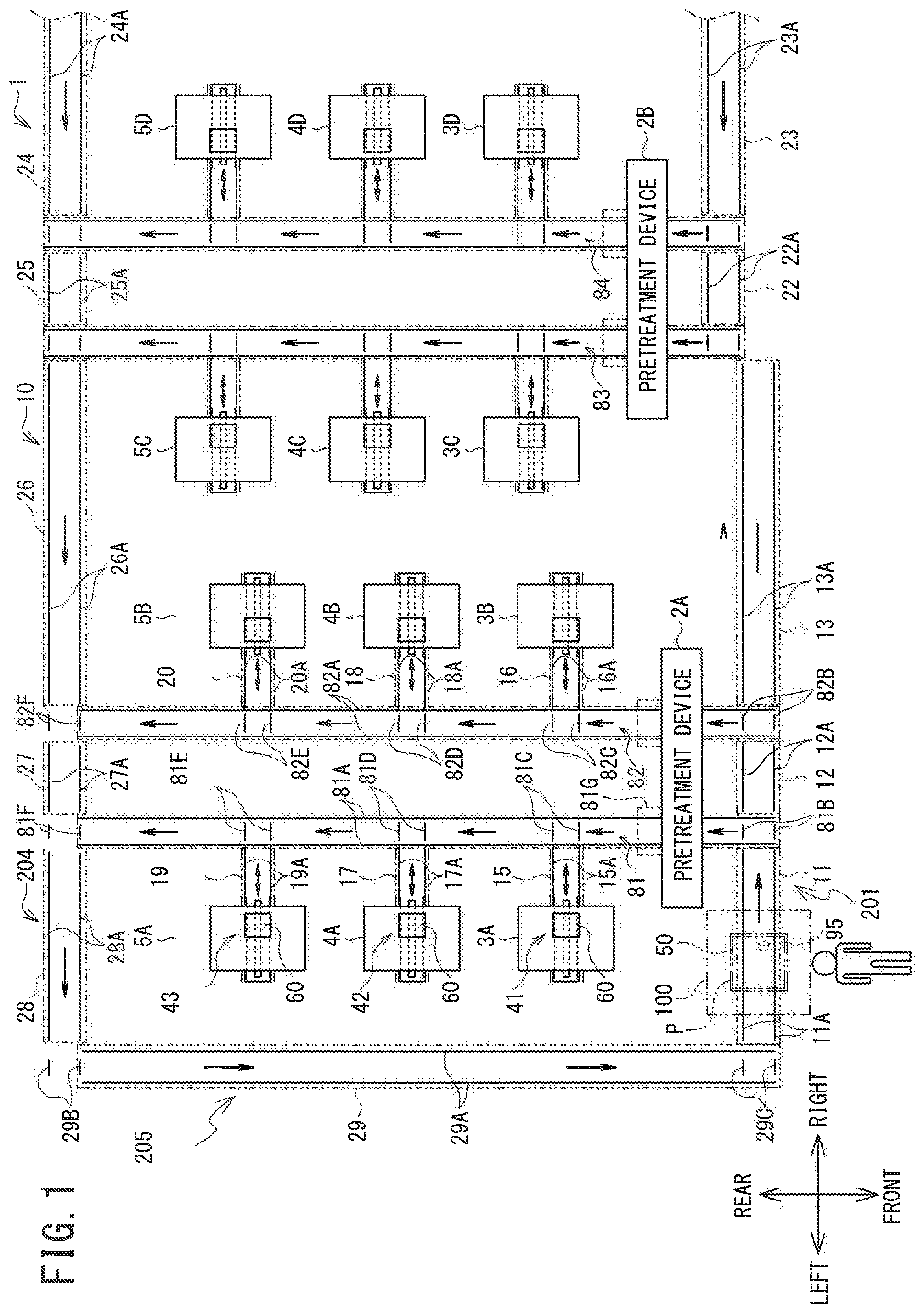 Patent US12508825 — Conveyance control device, conveyance control method, and non-transitory computer-readable medium storing computer readable instructions — Figure 1