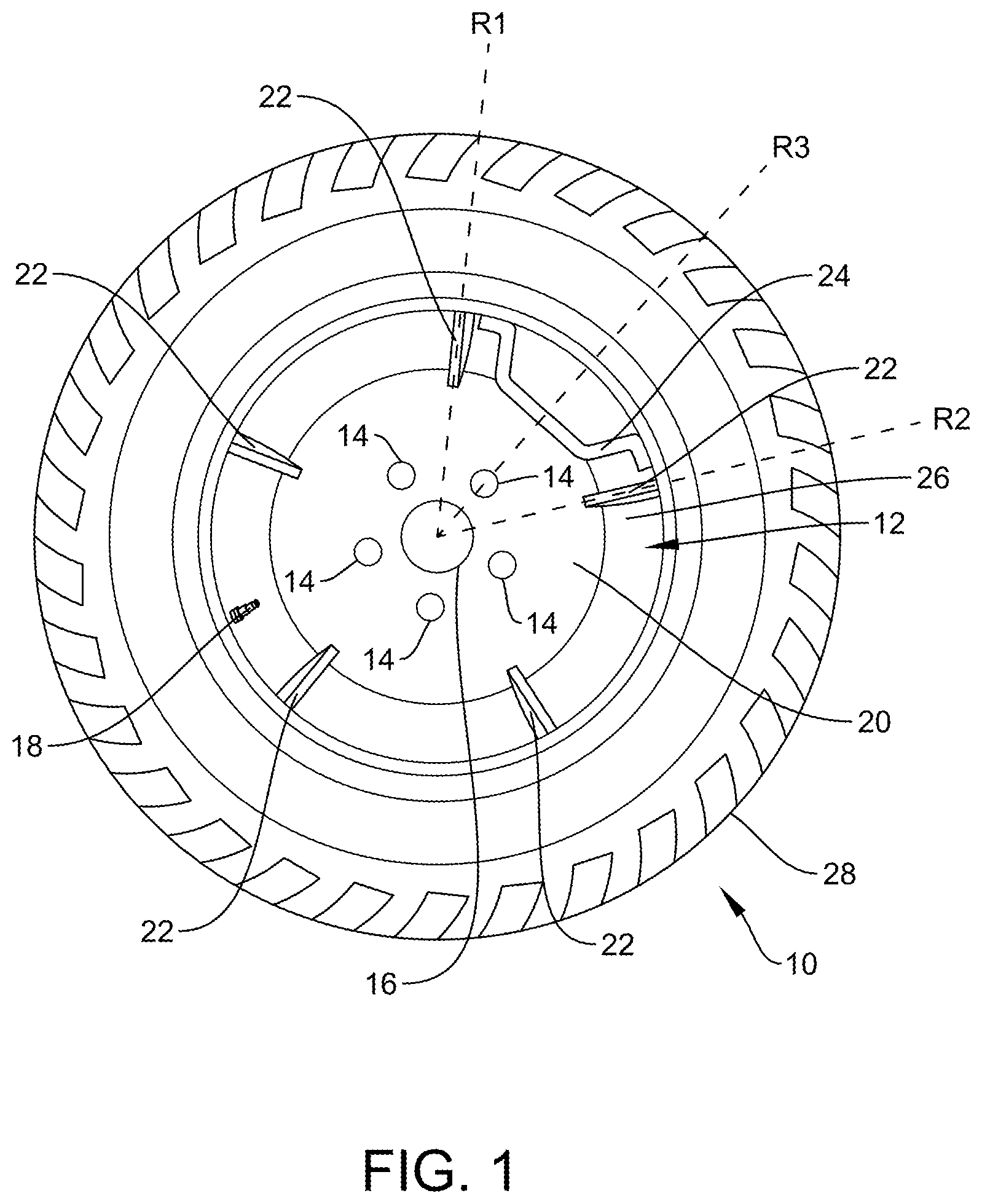 Patent US12508835 — Agricultural wheel — Figure 1