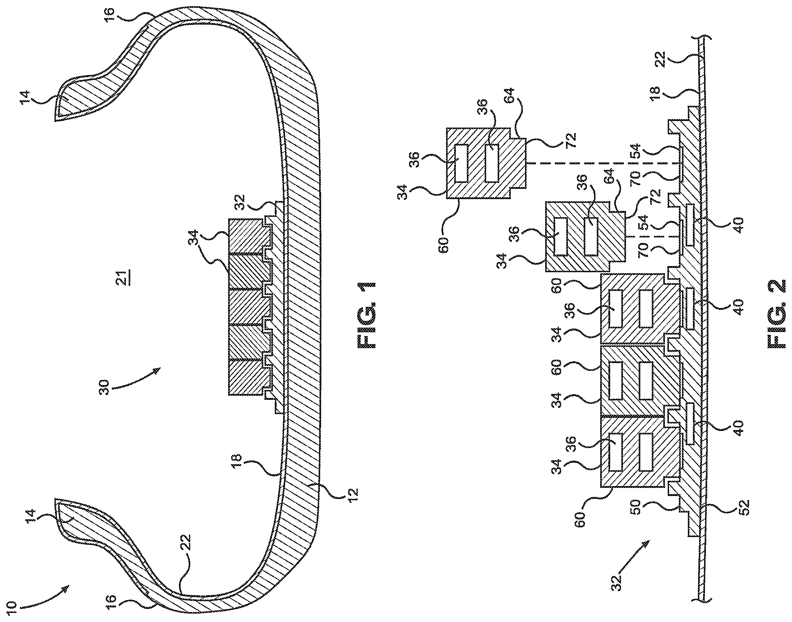 Patent US12508852 — Tire electronics assembly apparatus having a module configured to releasably mechanically attach to the base of the tire — Figure 1