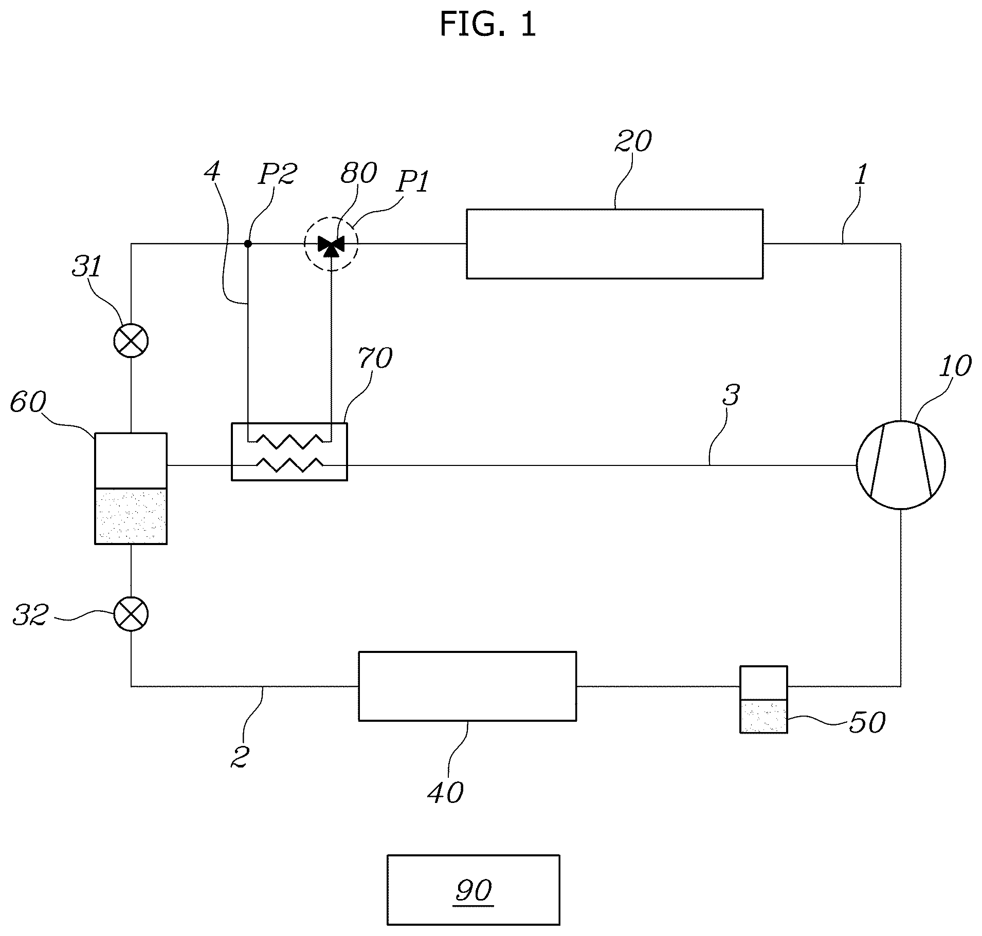 Patent US12508874 — Gas injection type heat management system for vehicle — Figure 1