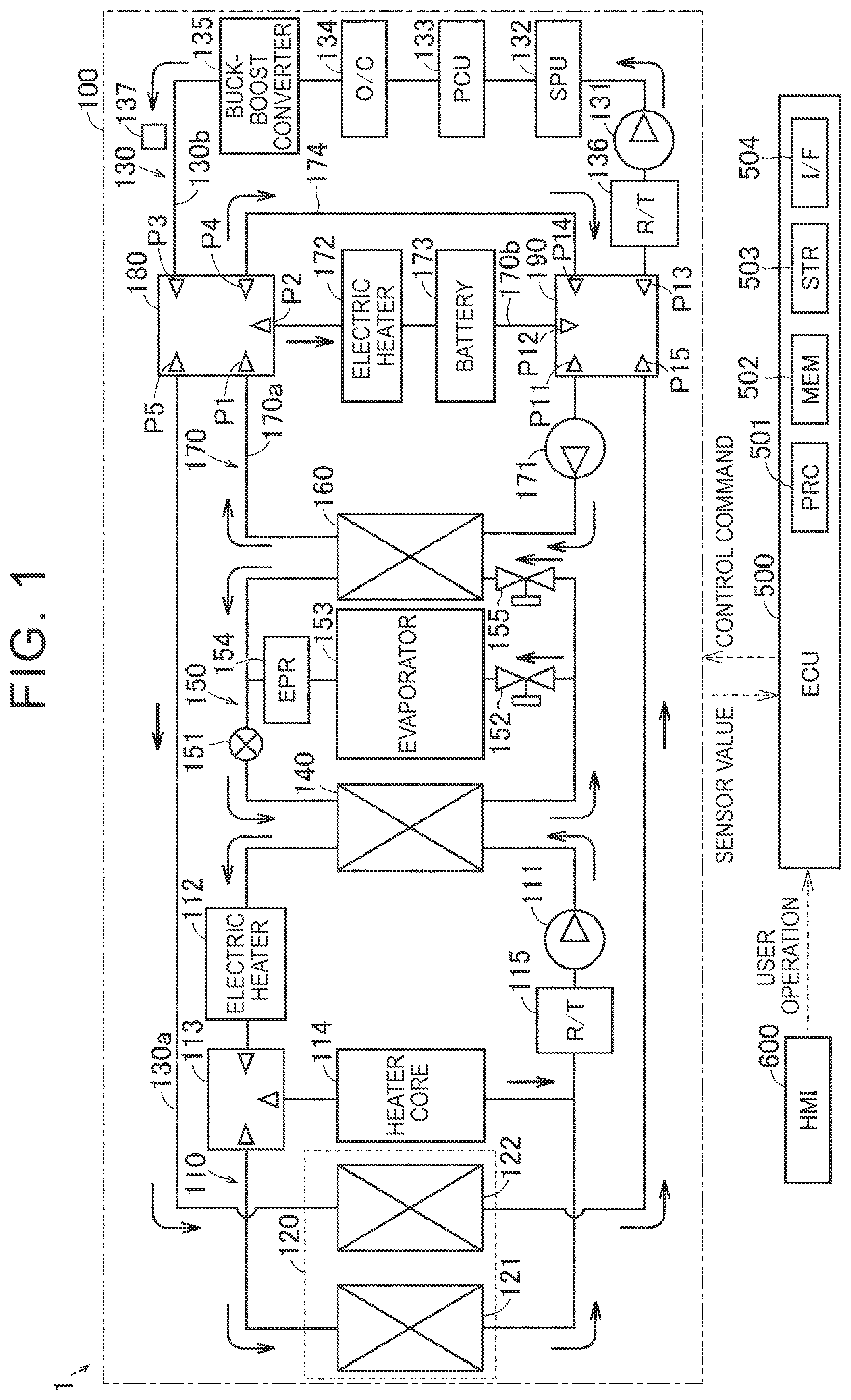 Patent US12508876 Figure 1 – Heat management system