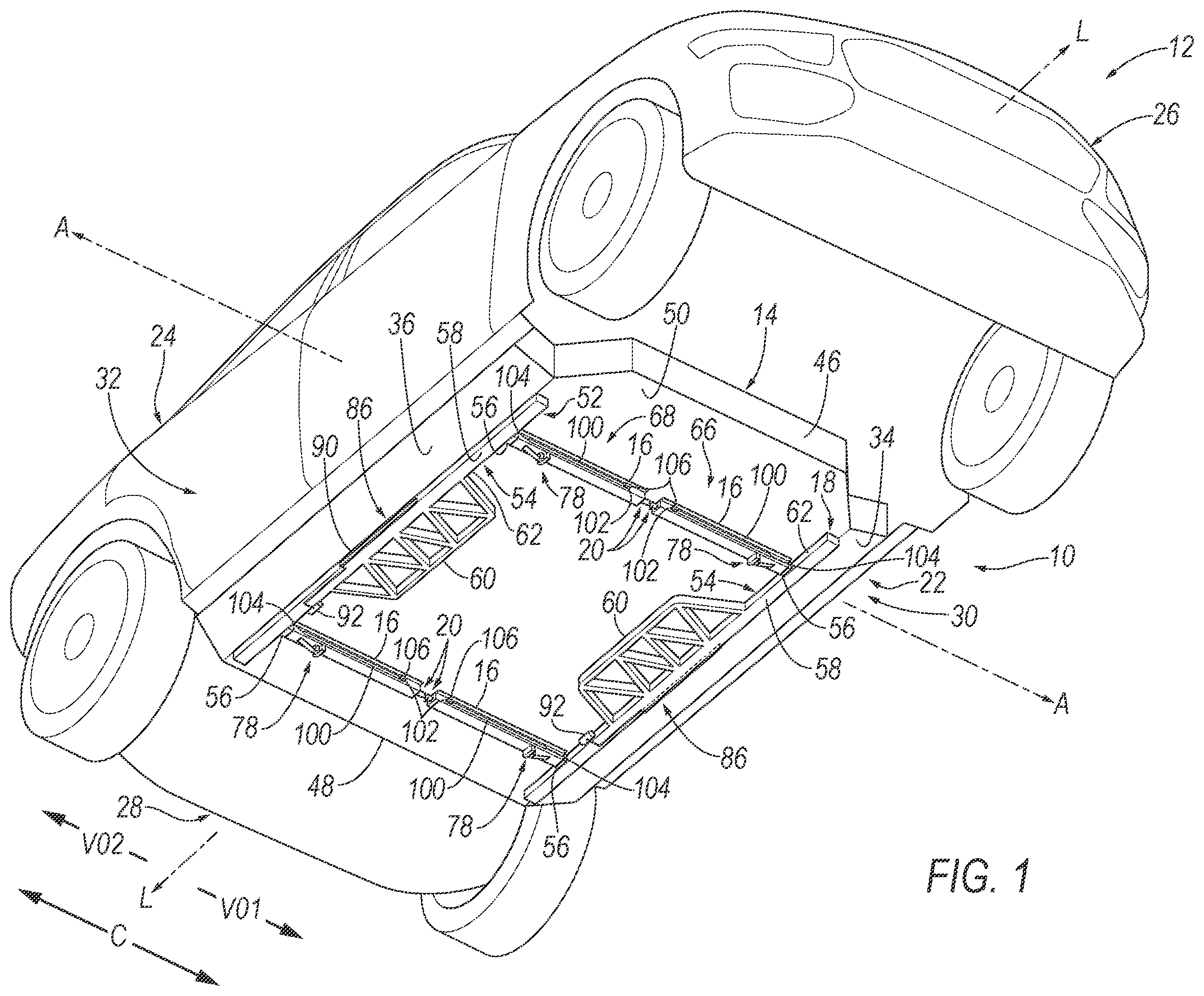 Patent US12508891 — Deployable vehicle brace — Figure 1