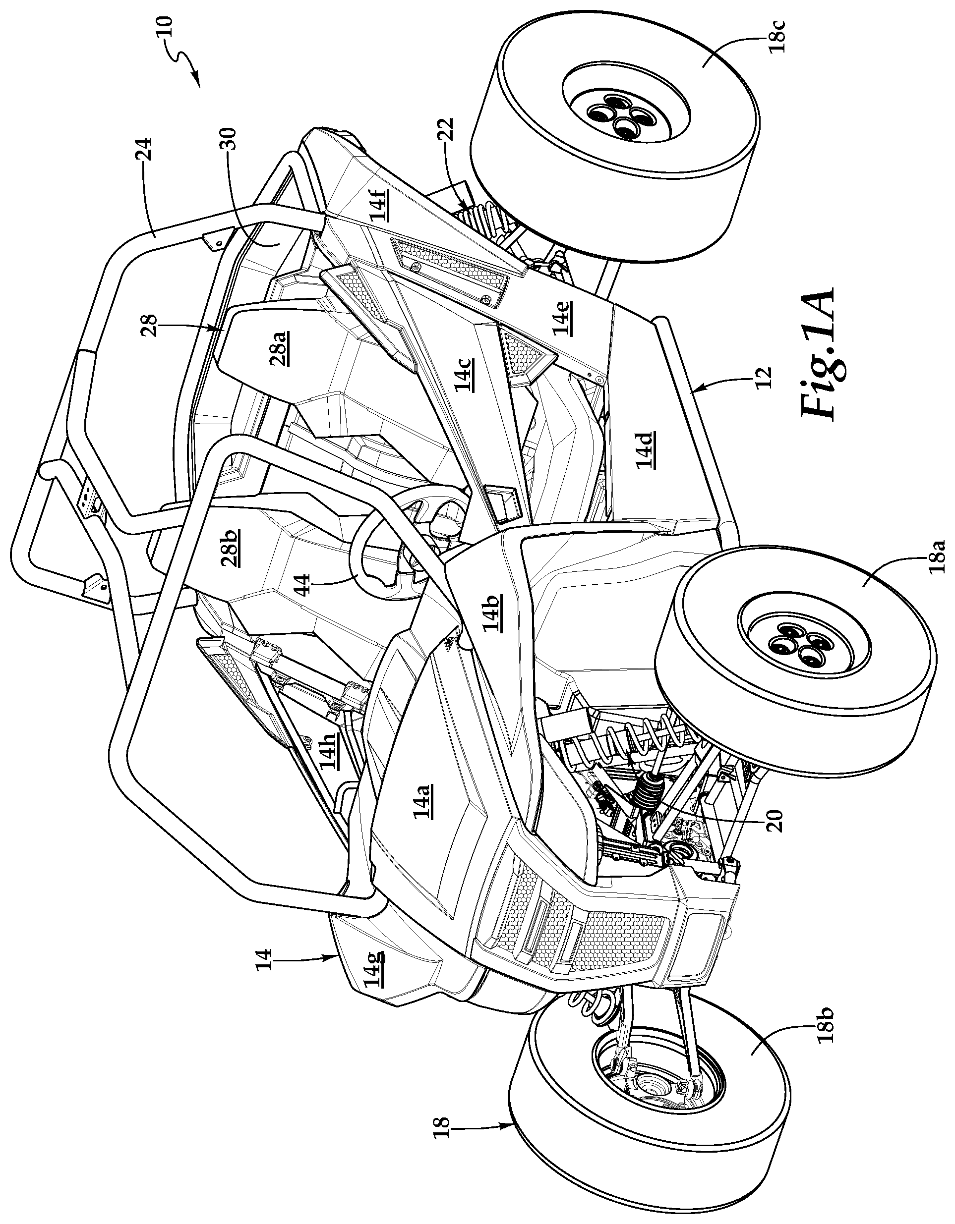 Patent US12508895 — Off-road vehicle having an aftwardly pivotable radiator — Figure 1