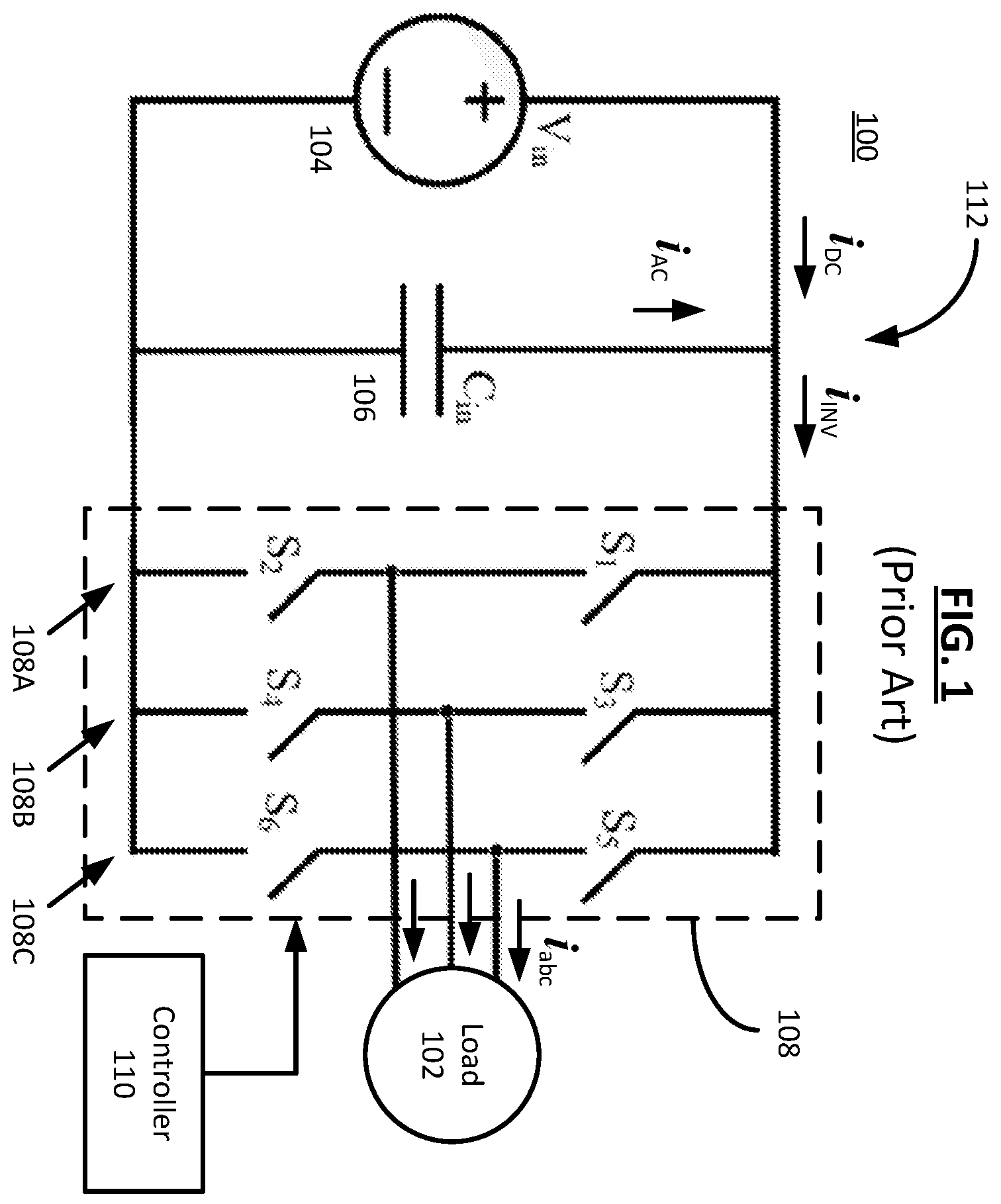 Patent US12508912 — System and method for discharging a capacitor using an auxiliary leg in an inverter — Figure 1