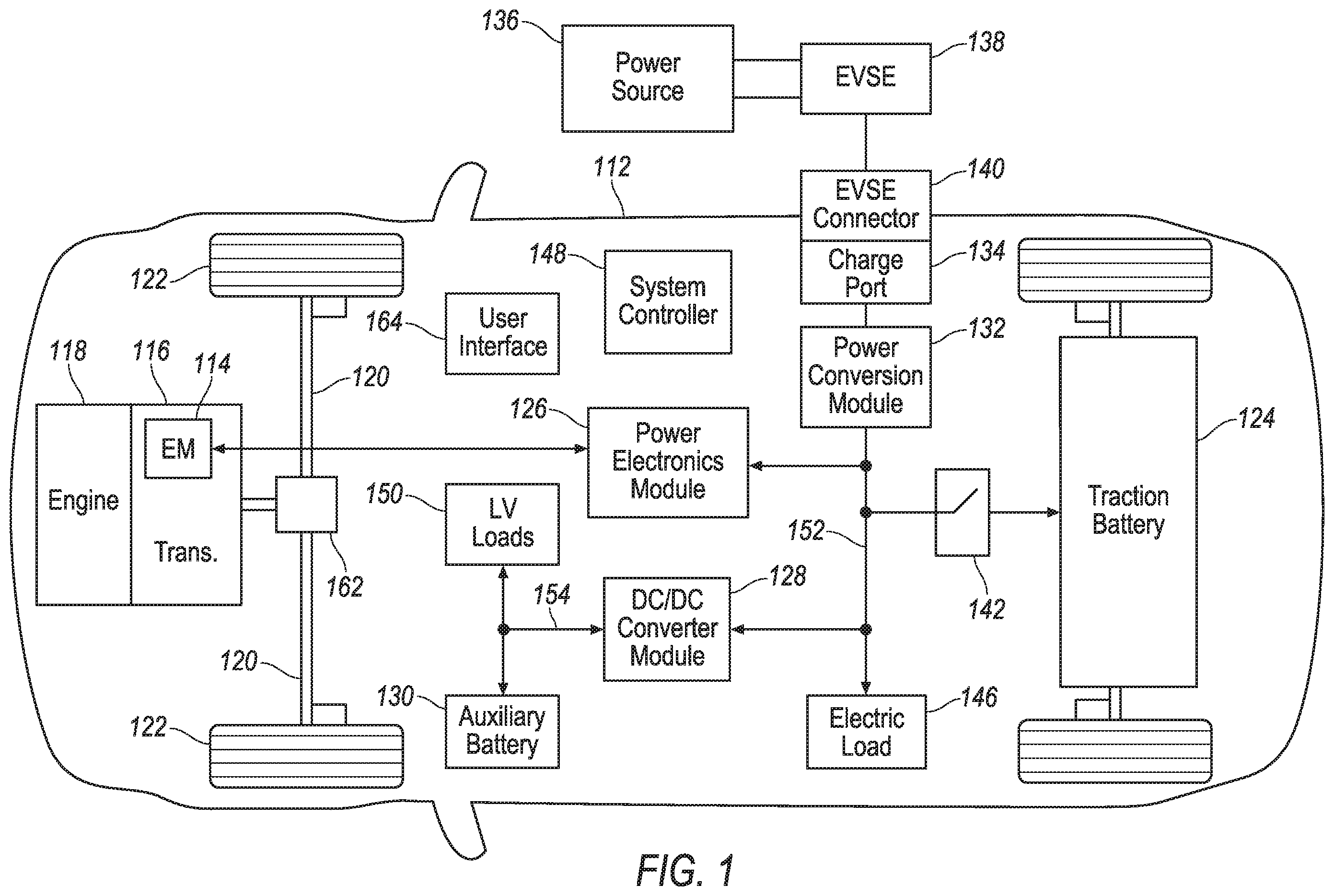 Patent US12508939 — Bidirectional electric vehicle charging system — Figure 1