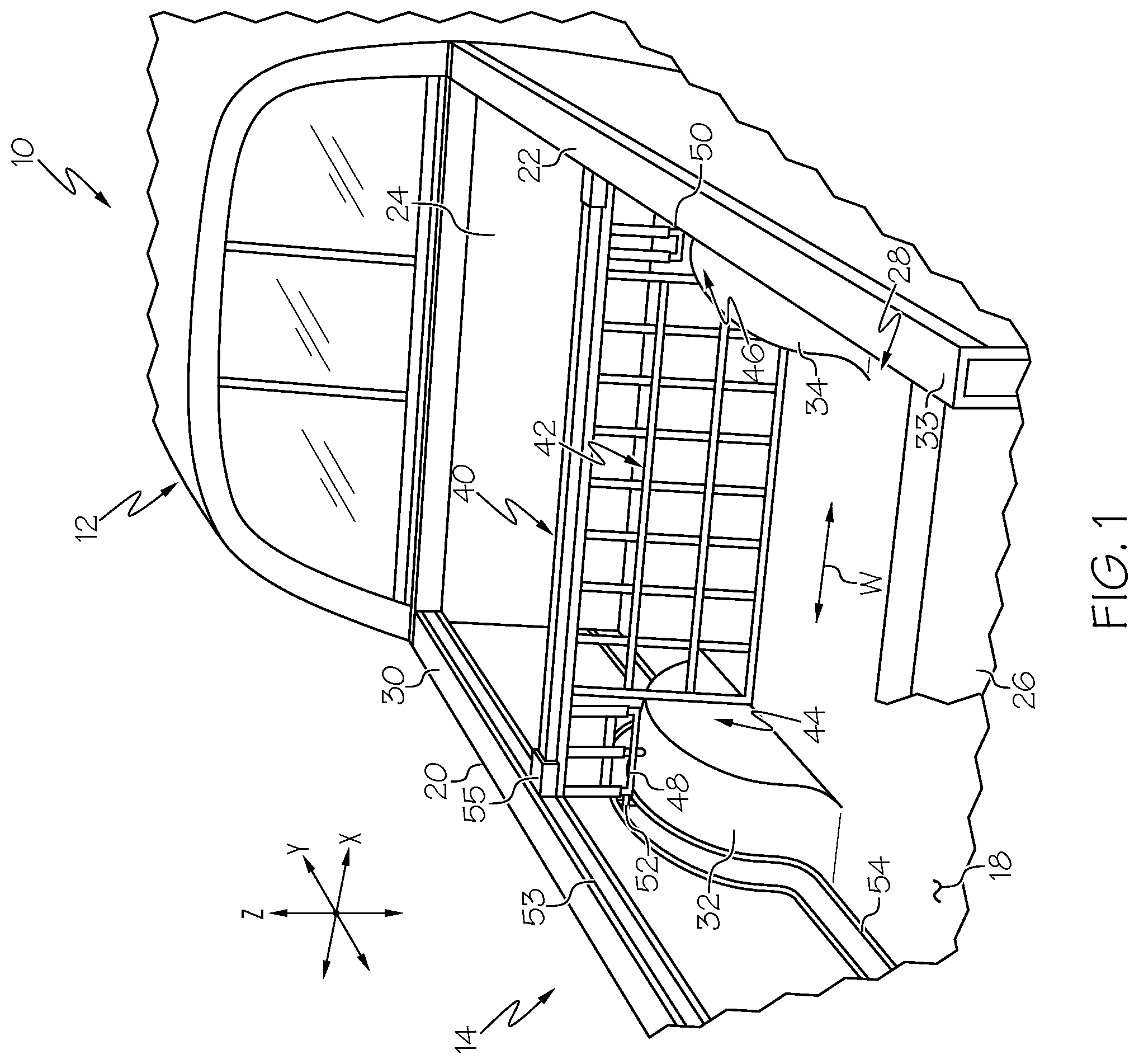 Patent US12508978 — Truck bed dividers with retractable divider extensions — Figure 1