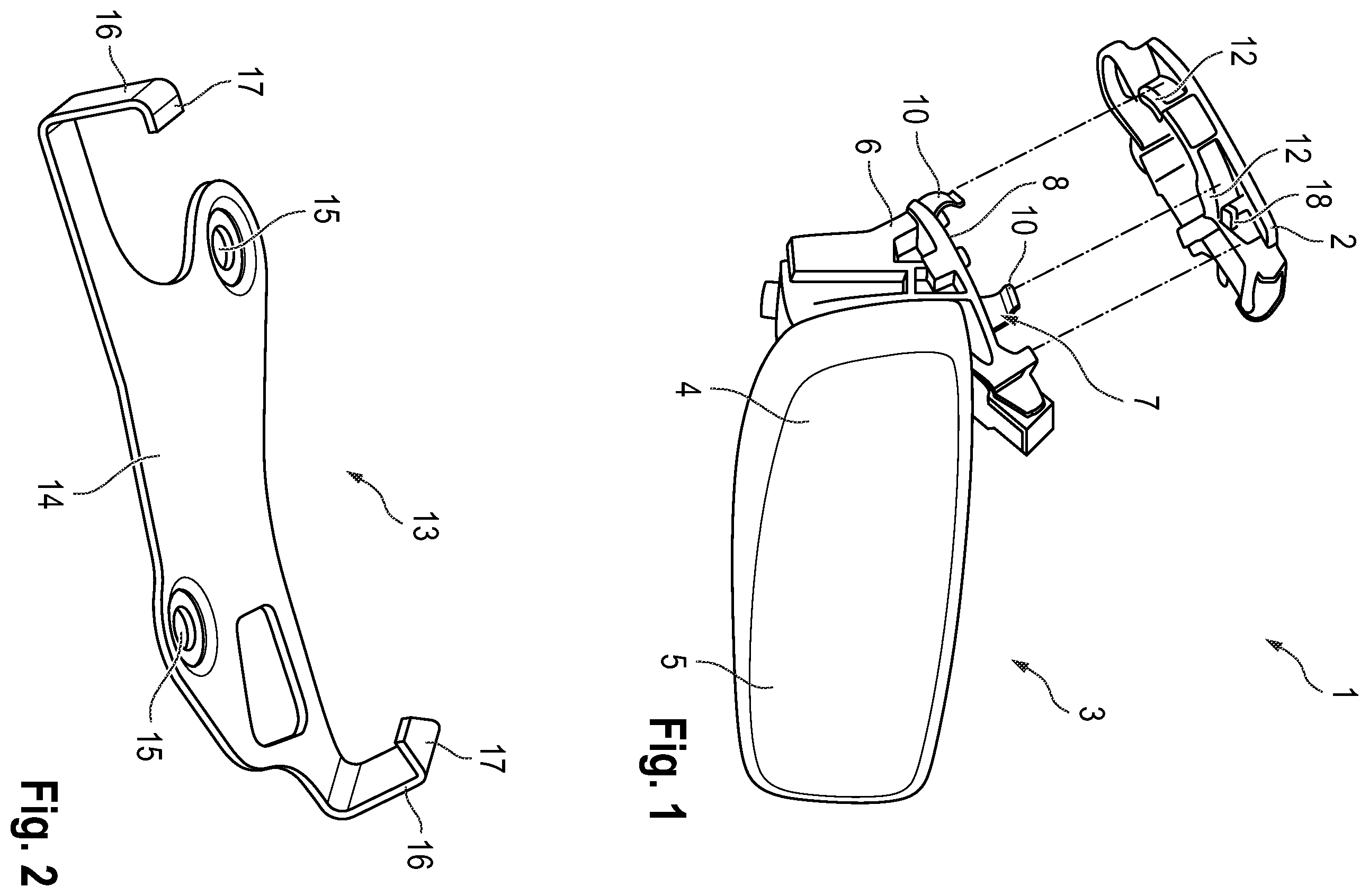 Patent US12508989 — Apparatus for attaching a rear-view mirror to the interior of a transportation vehicle and transportation vehicle — Figure 1