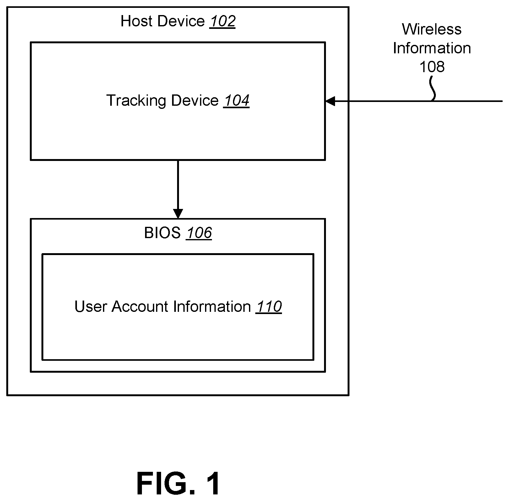Patent US12511130 — Tracking device user account information — Figure 1
