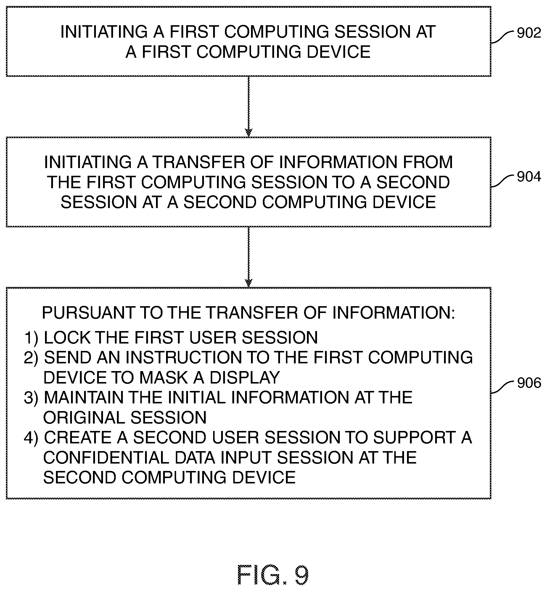 Patent US12511442 Figure 8 – Session transfer between smart glasses and computer for maintaining a confidential data view