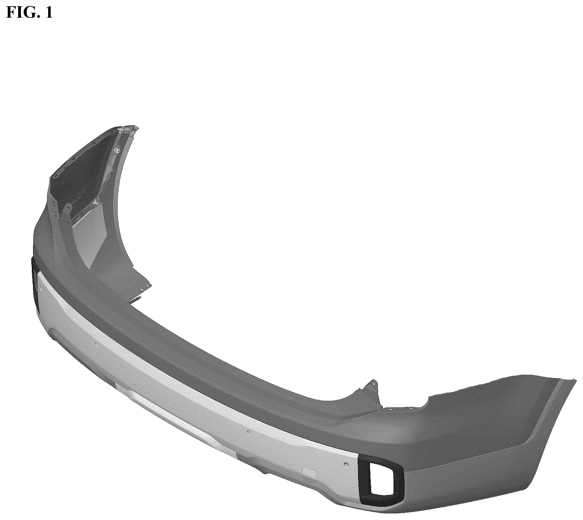 Patent USD1075590 Figure 1 – Rear bumper for an automobile