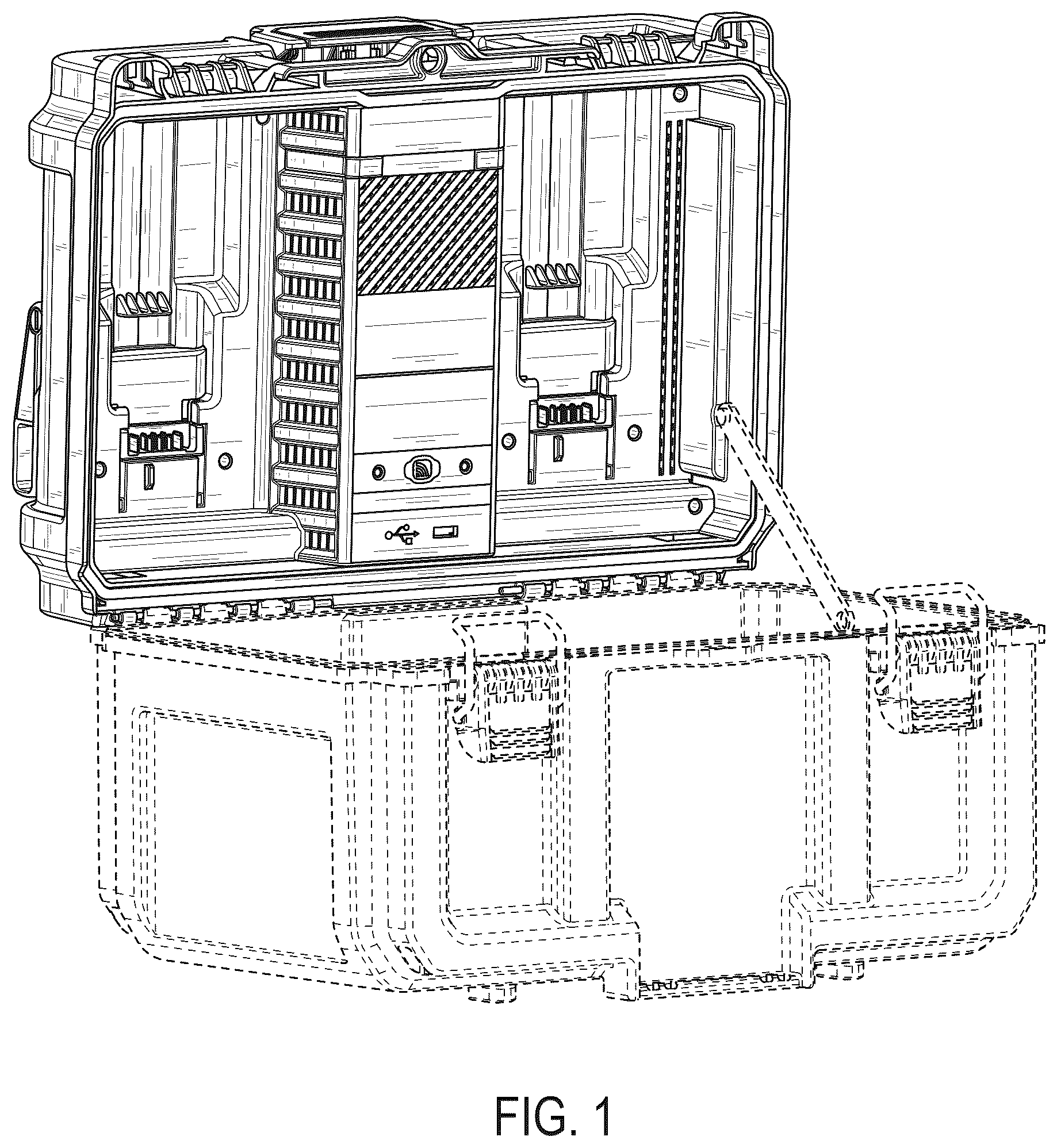 Patent USD1075648 Figure 1 – Lid of a charger box
