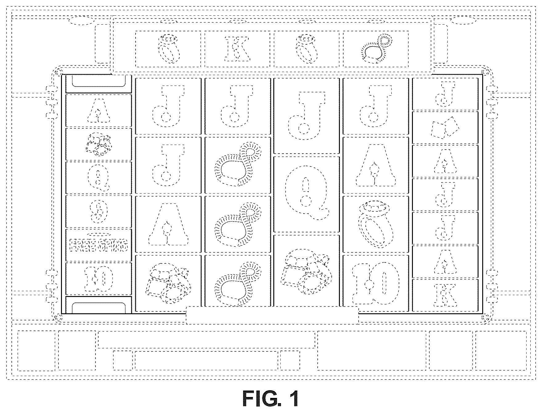 Patent USD1075803 Figure 1 – Display with transitional graphical user interface of a gaming machine