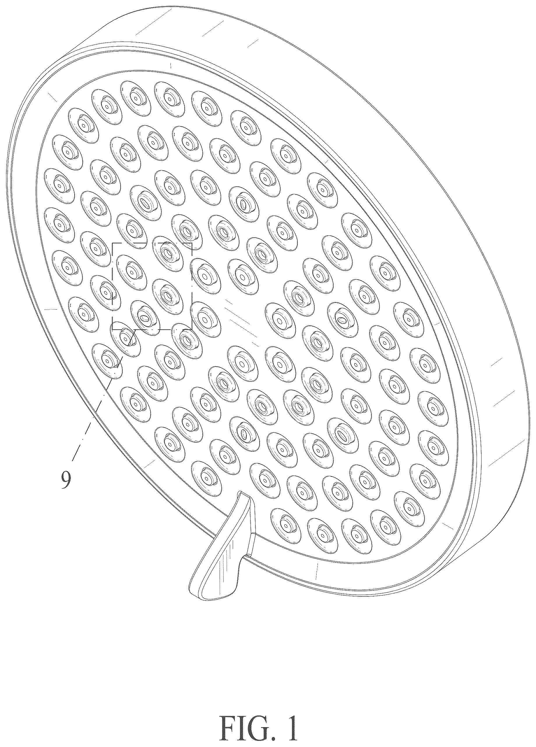 Patent USD1076016 Figure 1 – Shower head