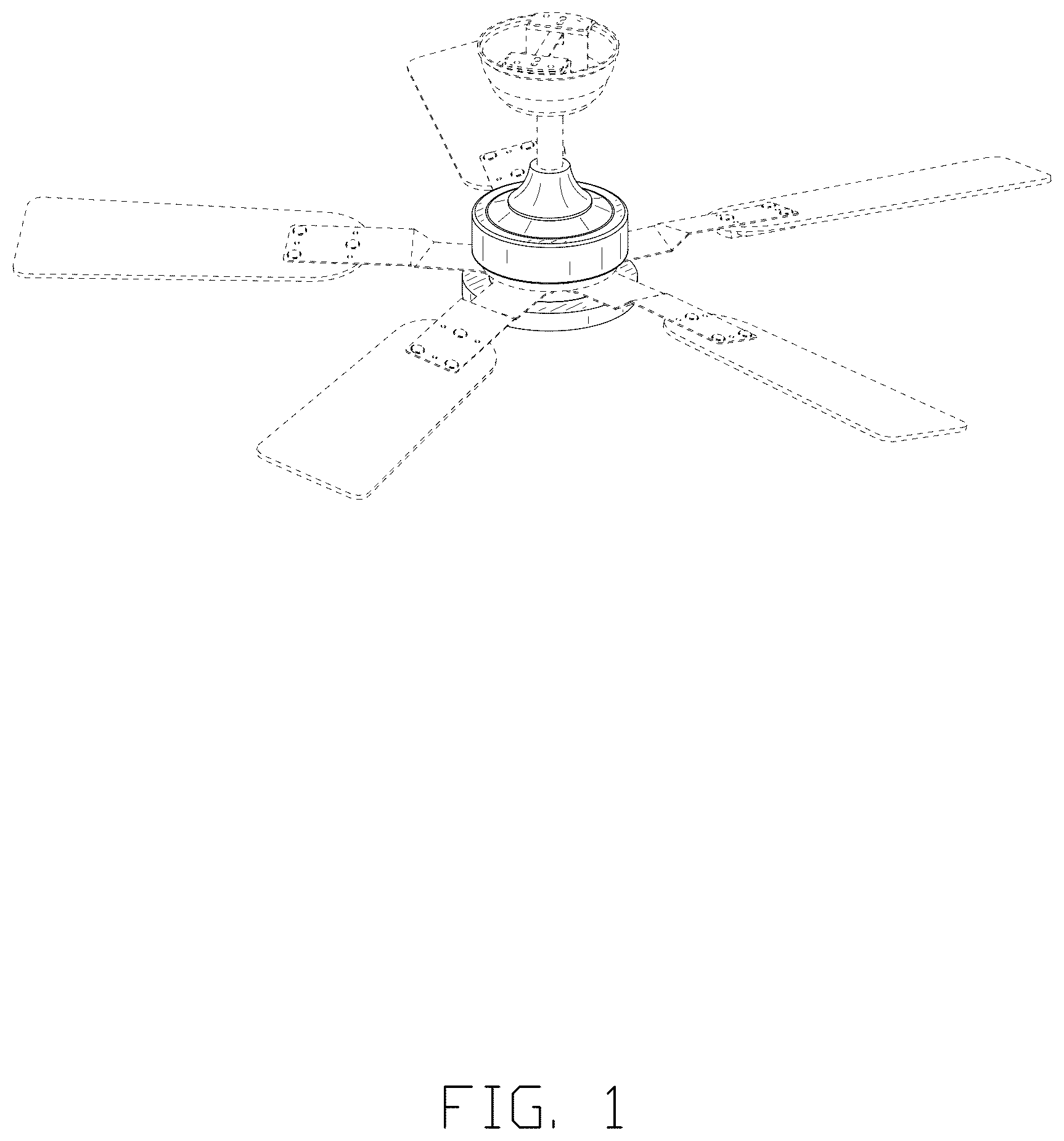 Patent USD1076052 — Ceiling fan with light — Figure 1