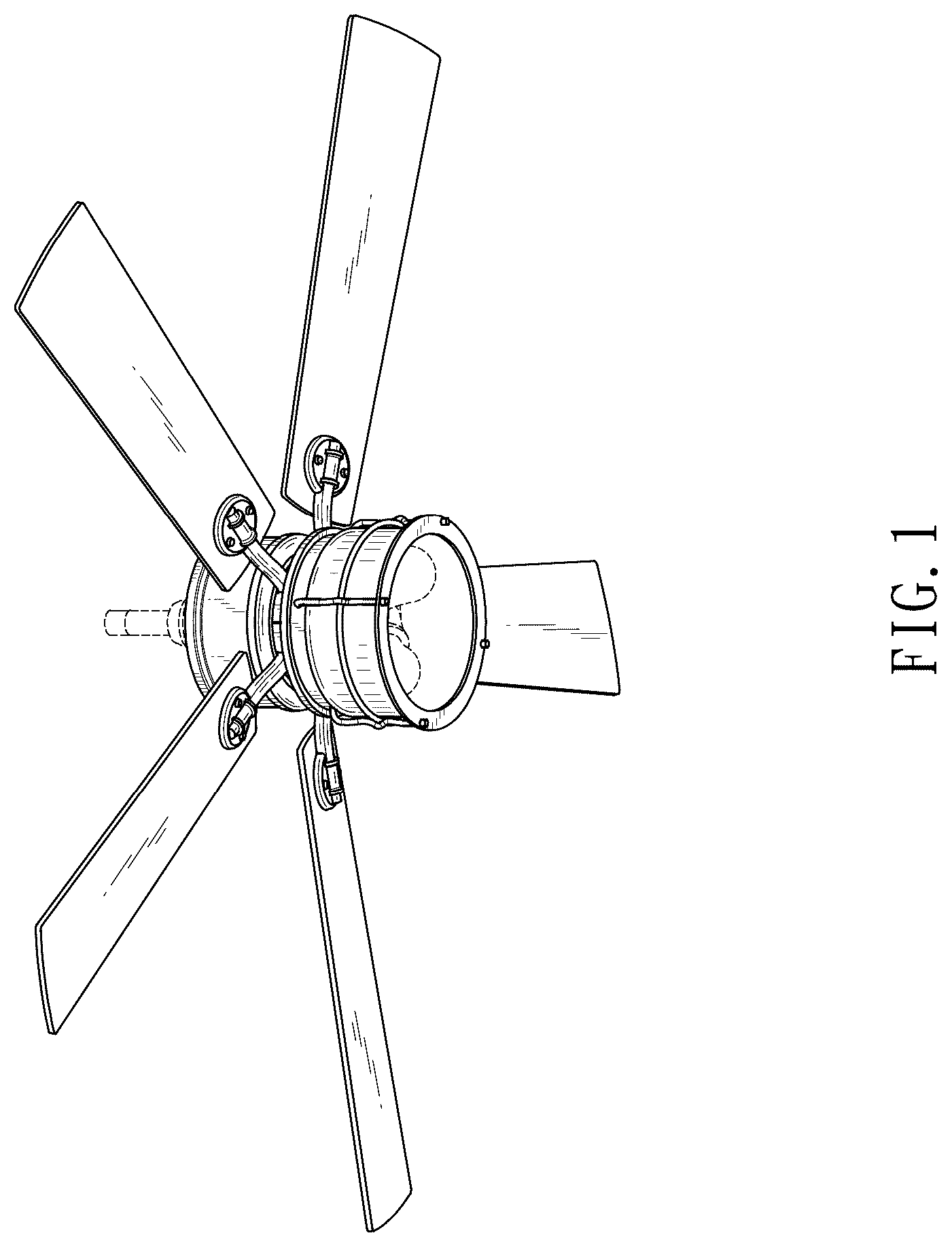 Patent USD1076171 Figure 1 – Ceiling fan with light kit