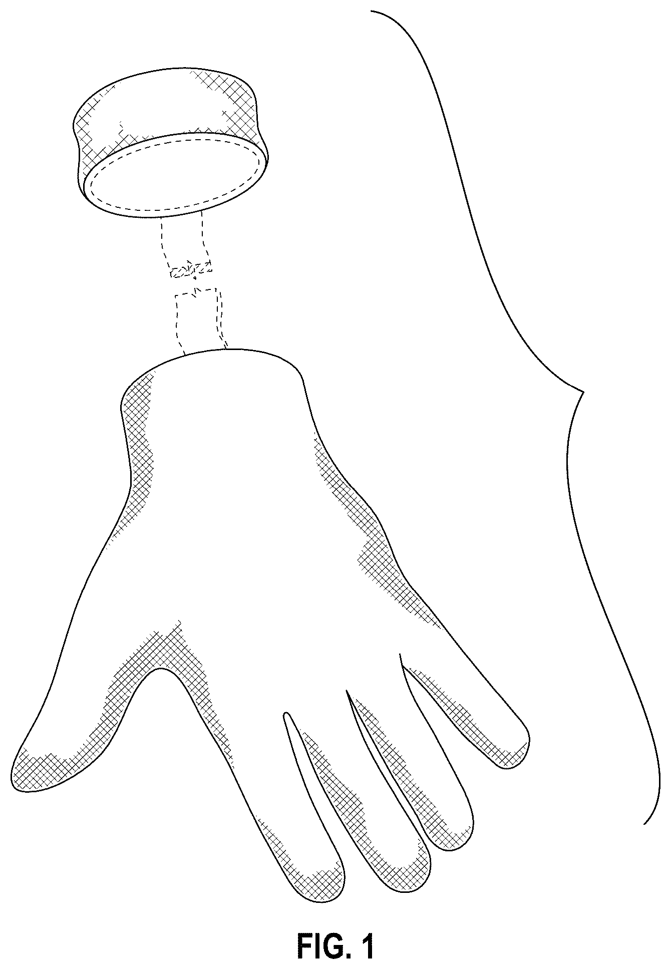 Patent USD1076316 Figure 1 – Glove with elastic support cuff