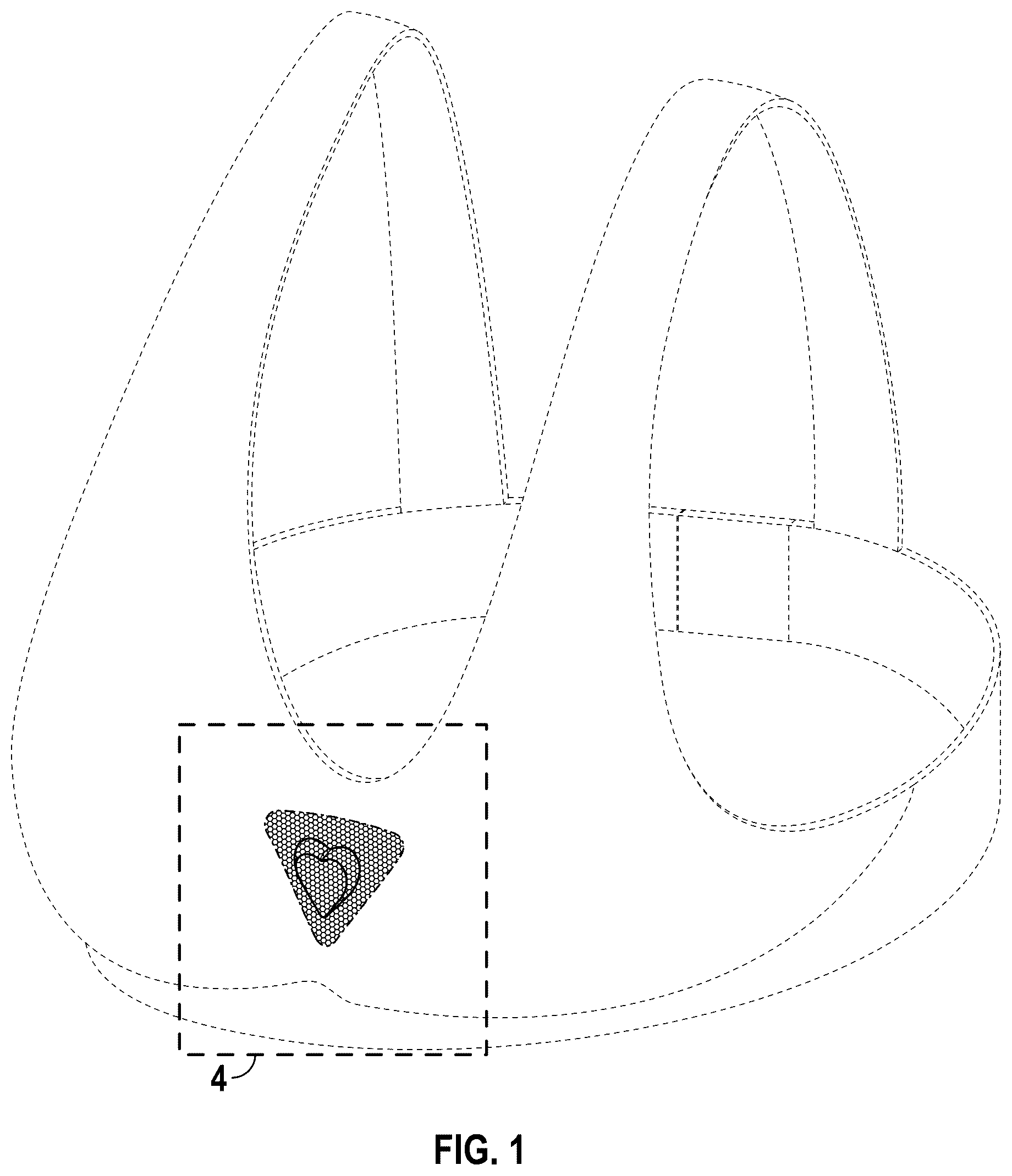 Patent USD1076327 — Bra including a lace pocket housing a heart-shaped crystal — Figure 1