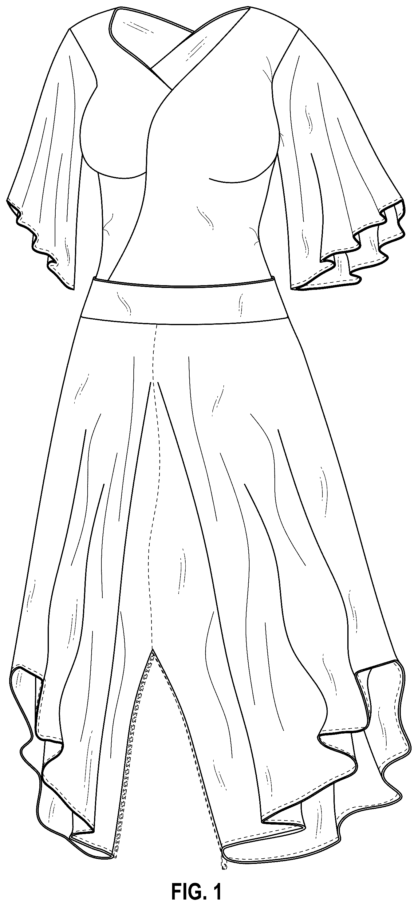 Patent USD1076337 — Clothing article with detachable fastenable extended inseam crotch — Figure 1